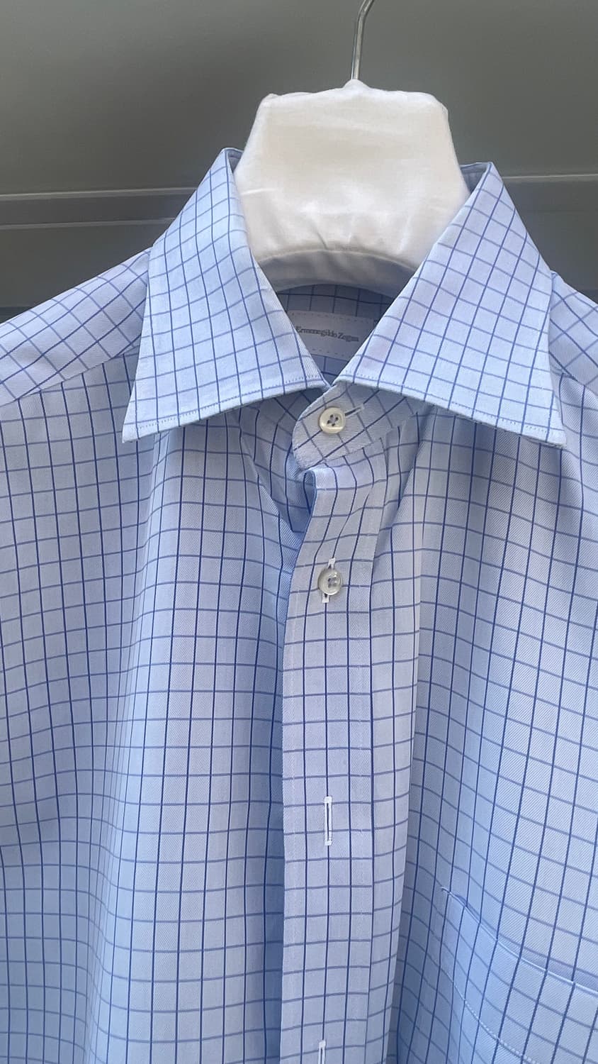 [최고급] 에르메네질도 제냐(Zegna) 블루 체크 드레스 셔츠 (105 상품이미지4