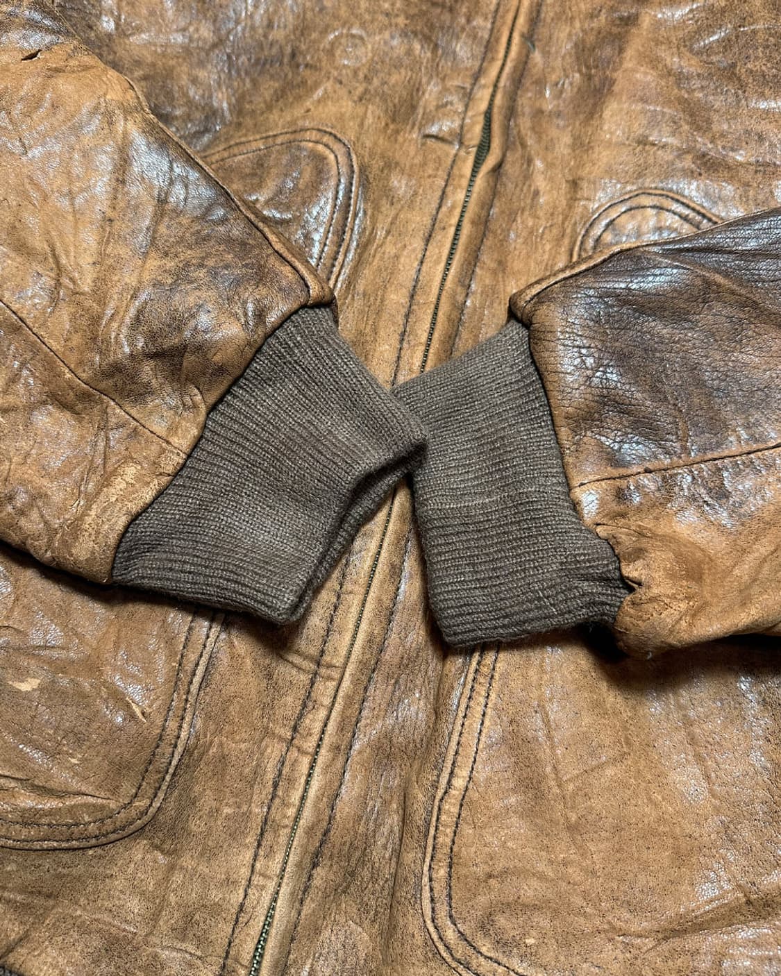 Old 헤비 리얼 레더 에이징 레이싱 자켓 상품이미지6