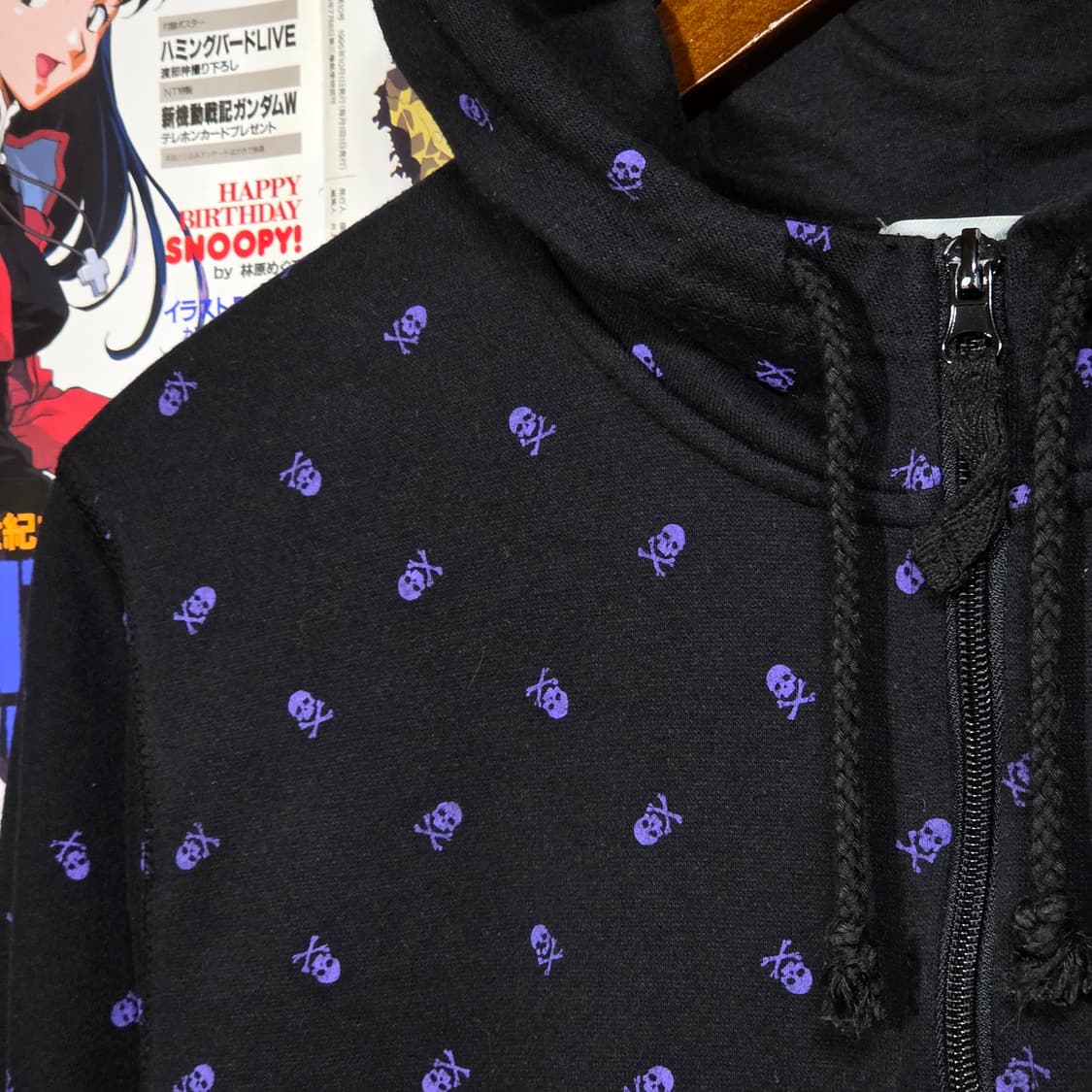 JPN 퍼플 스컬 해골 패턴 후드집업 상품이미지3