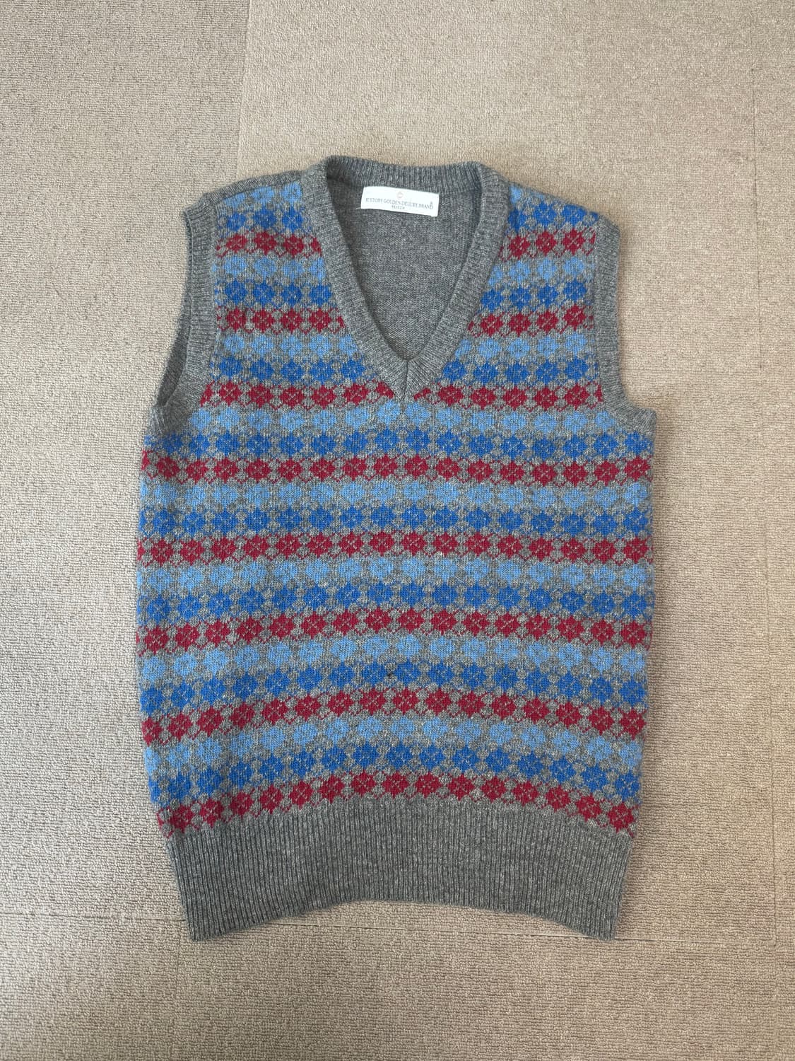 아가일 패턴 그레이 니트 조끼 상품이미지3