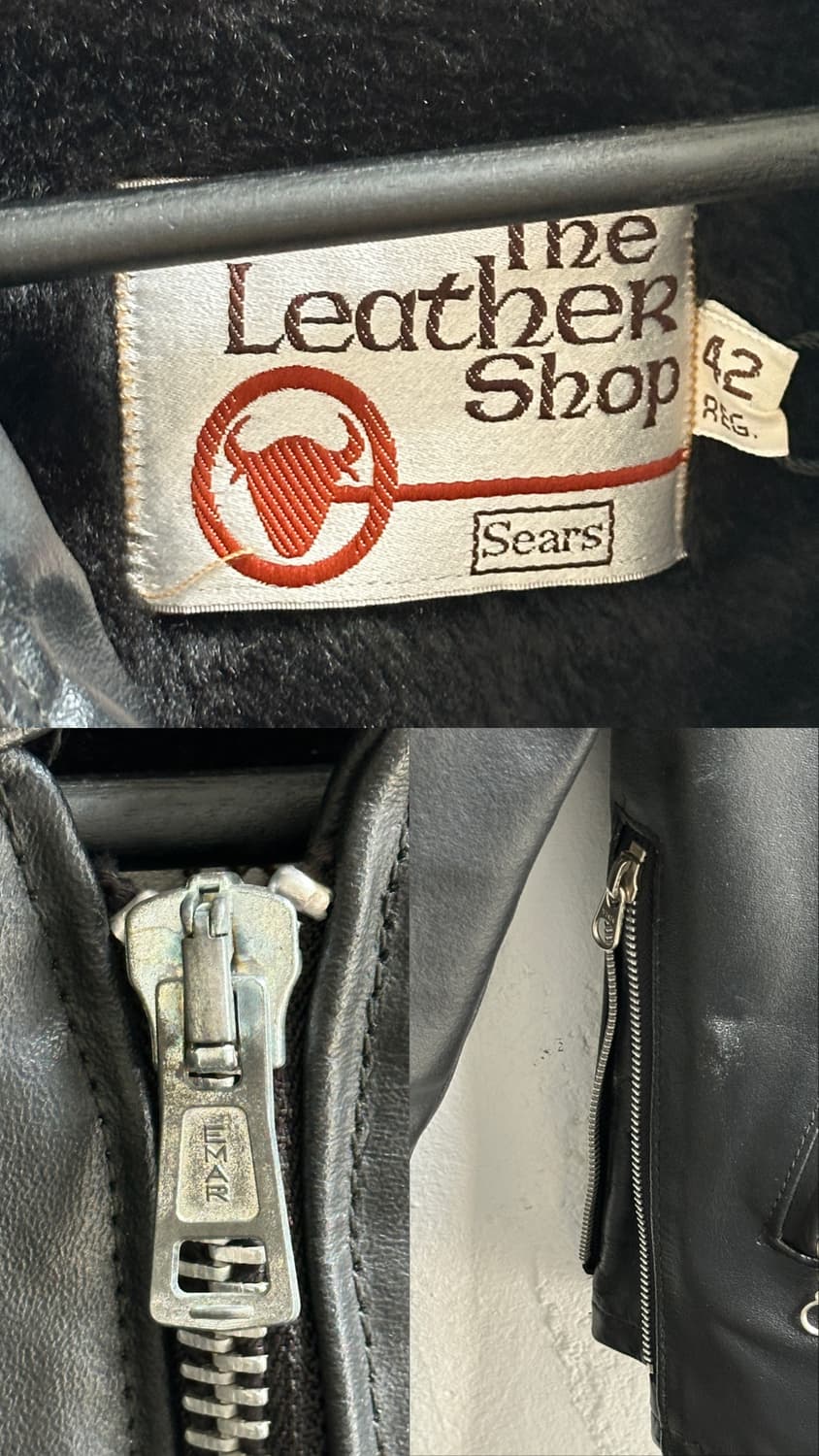 80's 빈티지 Sears 시어스 모터사이클 라이더 레더 자켓 상품이미지8
