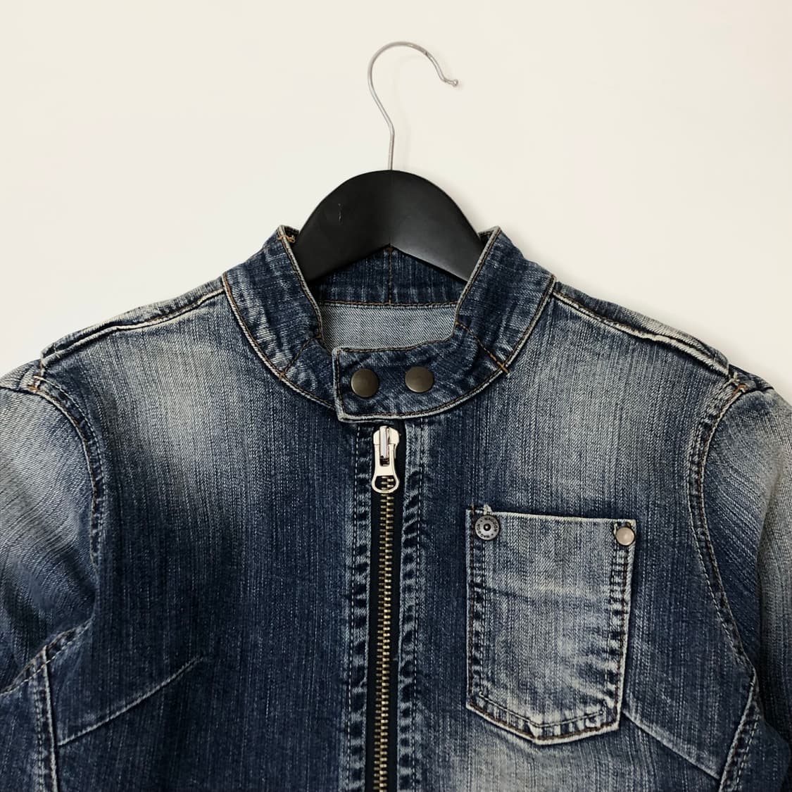 Wagoon 멀티포켓 워싱 데님 바이커 자켓   상품이미지3