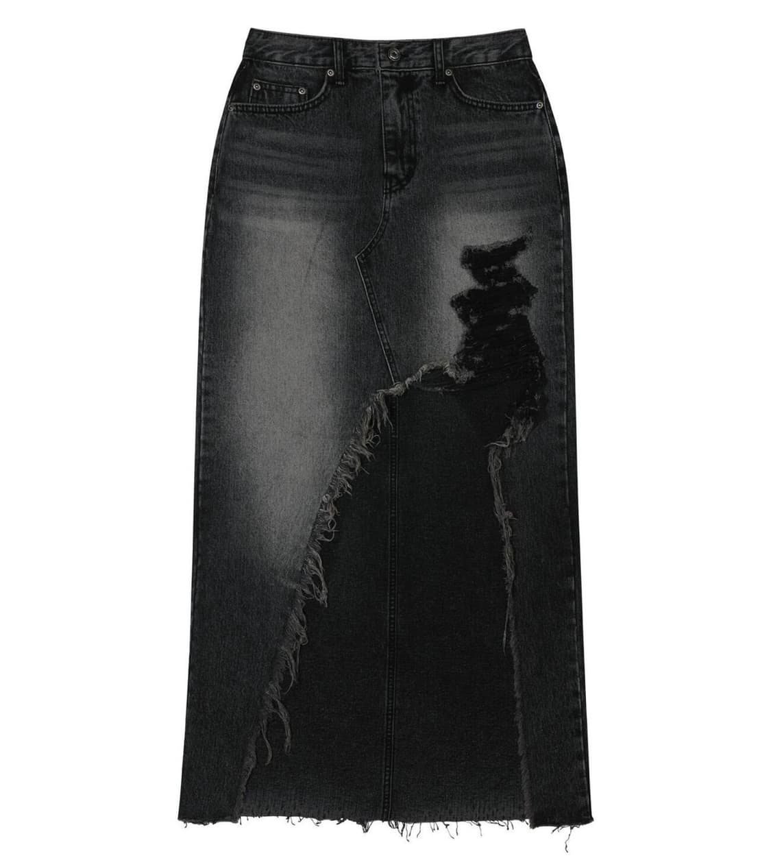 보헤미안서울) Destroyed Denim Long Skirt GR L 상품이미지3