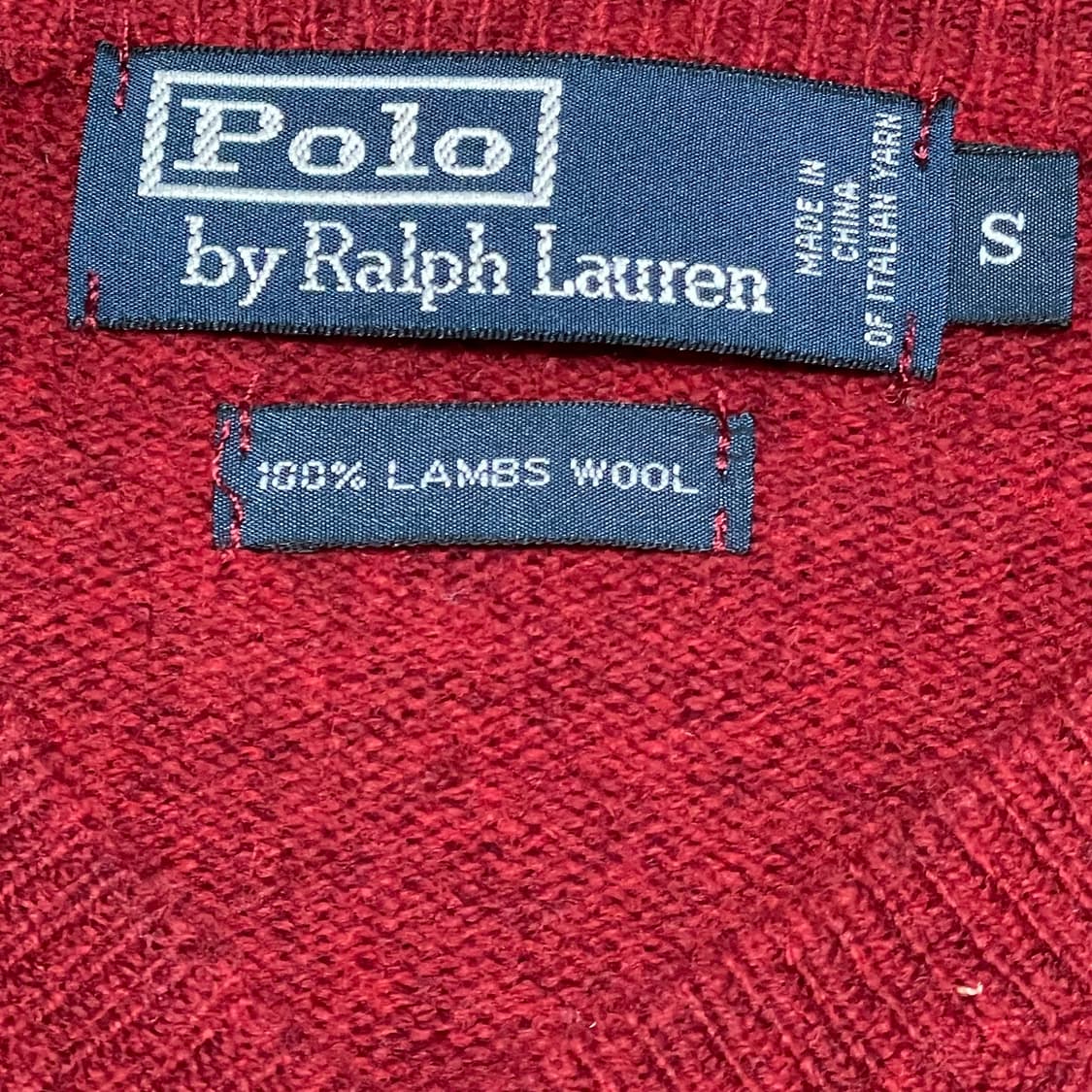 [S] 폴로 랄프로렌 빈티지 브이넥 램스 울 니트 레드버건디 상품이미지2