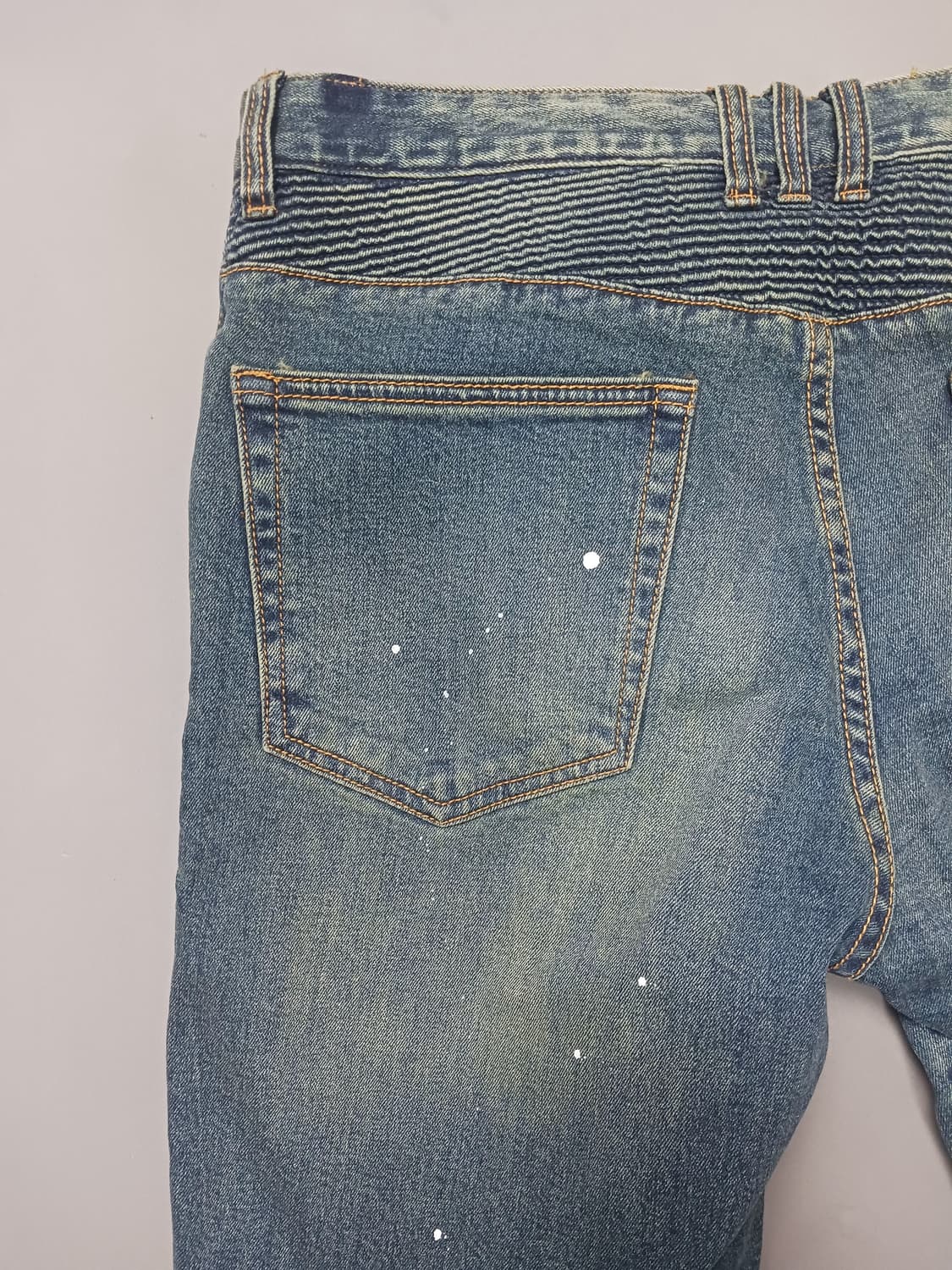 [34] 발망 화이트페인팅 바이커진 청바지 상품이미지8