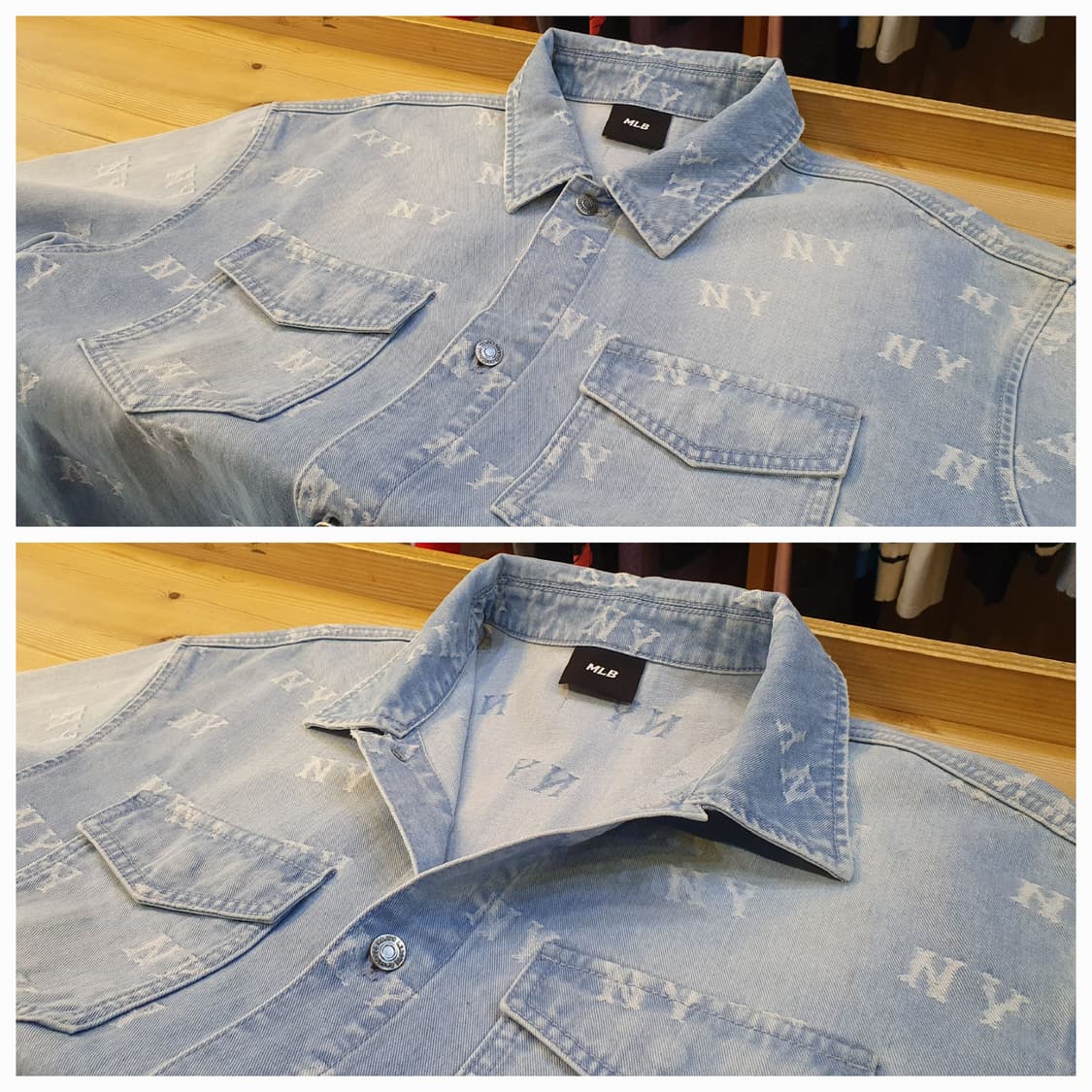 (새상품)110.MLB 모노그램 데님셔츠 상품이미지4