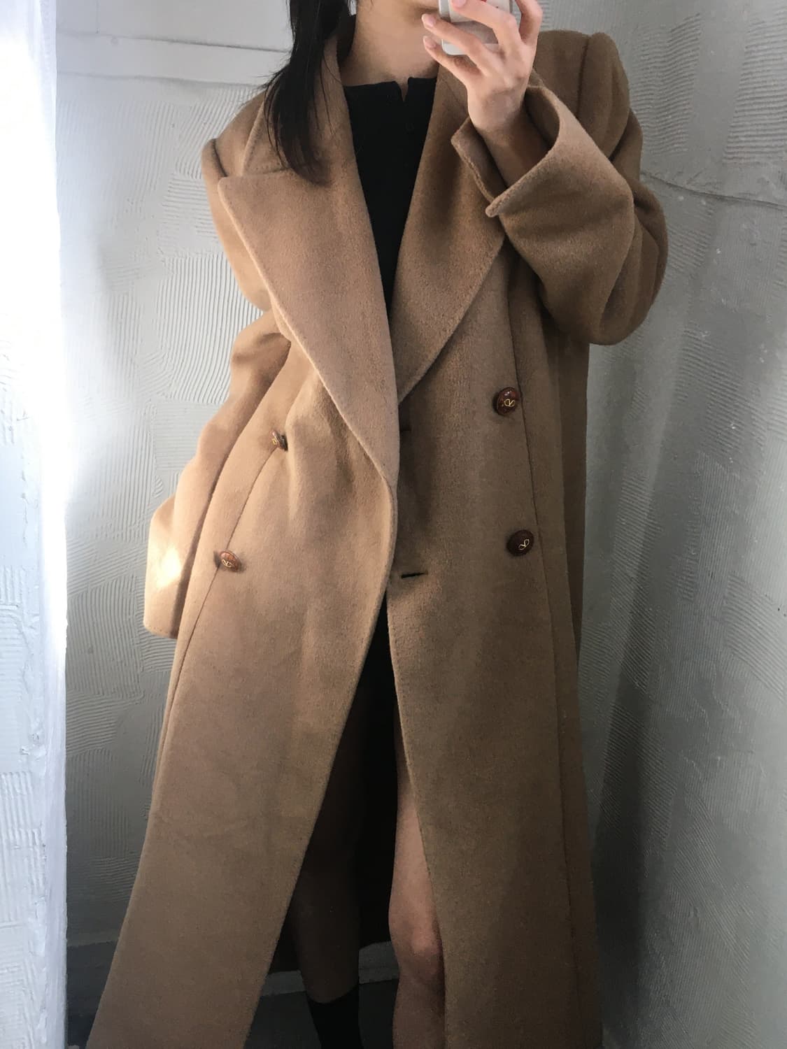 Valentino 발렌티노 캐시미어 울 베이지 카멜 더블 코트 상품이미지1