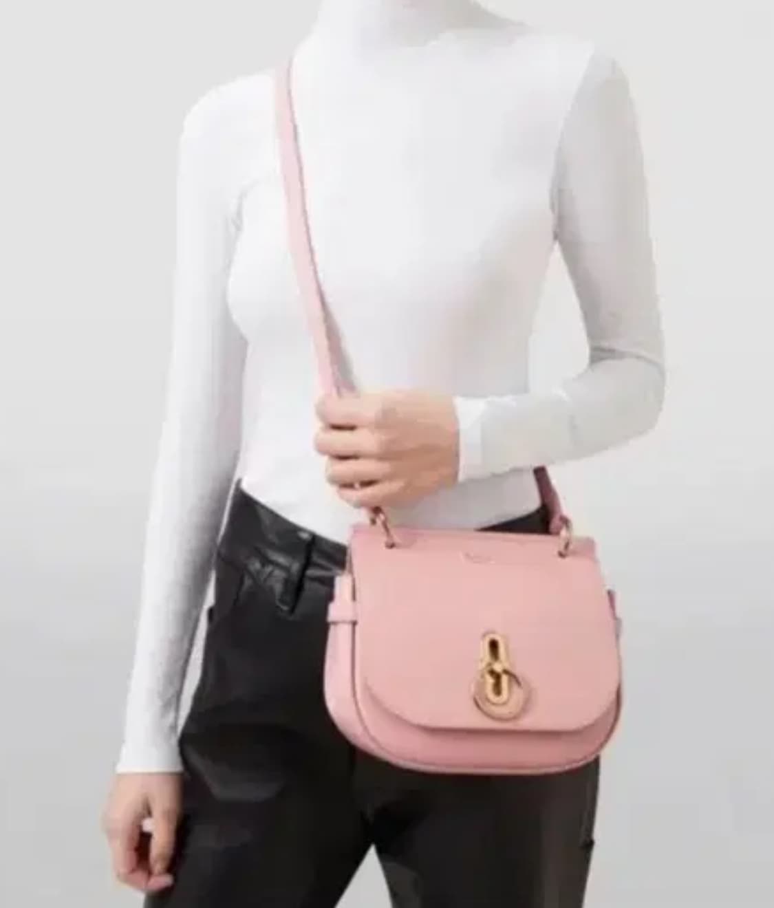 멀버리 앰벌리 사첼백 스몰 파우더로즈 핑크 클래식그레인레더 골드 금장 상품이미지7