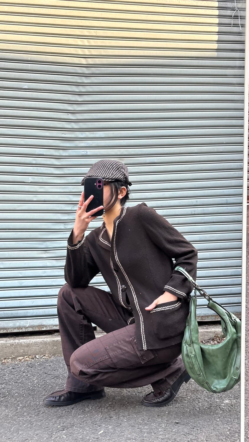 브라운 체크 부츠컷 카고 워크팬츠 상품이미지2