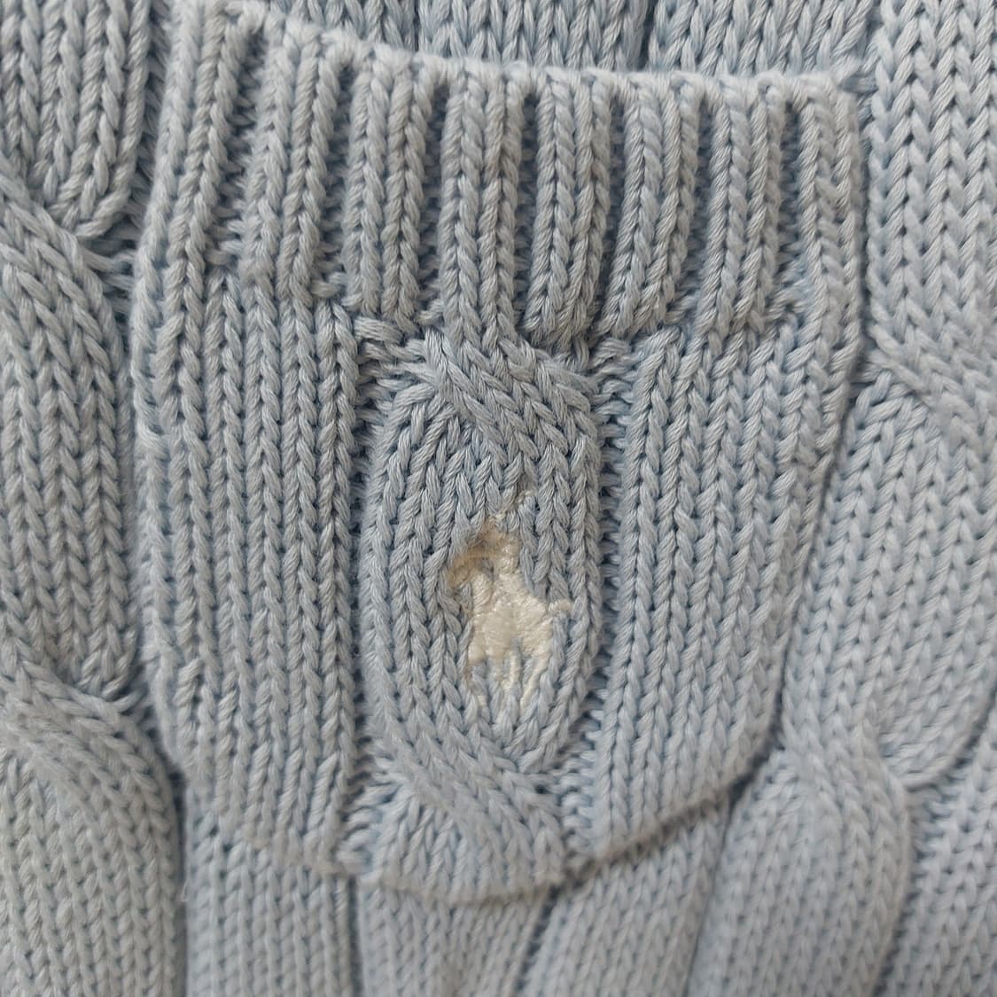 (정품) 폴로 랄프로렌 꽈배기 케이블 반팔 니트 스카이블루 하늘색 상품이미지4