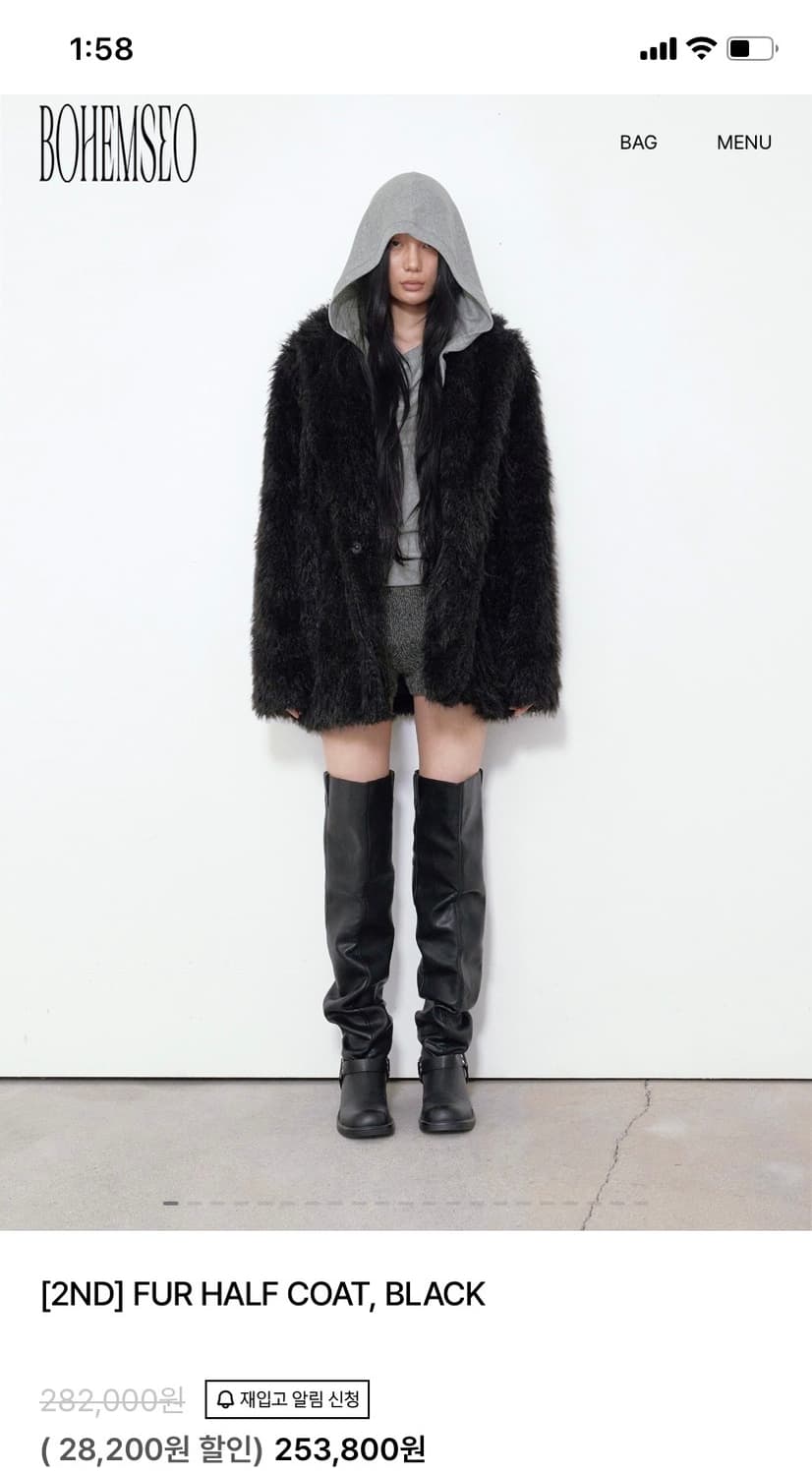 구해요) FUR HALF COAT, BLACK 상품이미지1