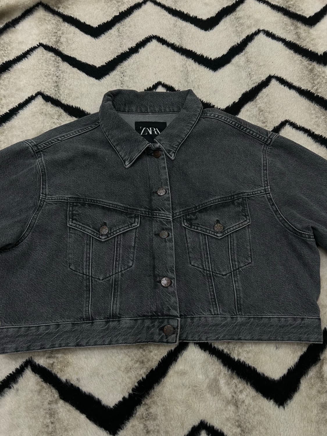 [XL]ZARA 크롭 워시드 데님 자켓/그레이 상품이미지2