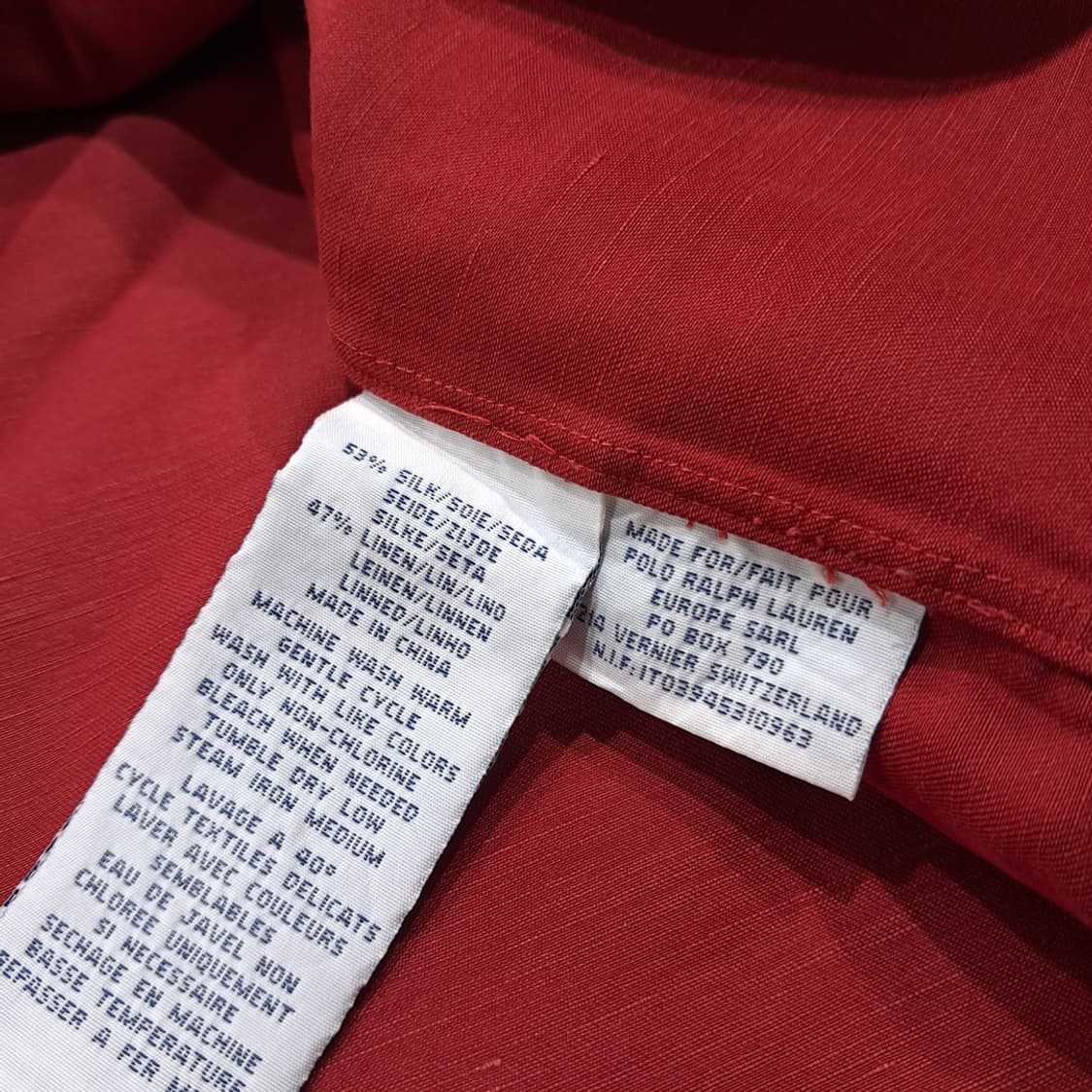 CK055 L 폴로 00s 실크린넨 버튼다운 로얄버건디 셔츠 남방 상품이미지5