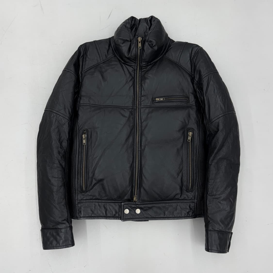 JPN 제팬 리얼레더 바이커 가죽 푸퍼 숏패딩 상품이미지2