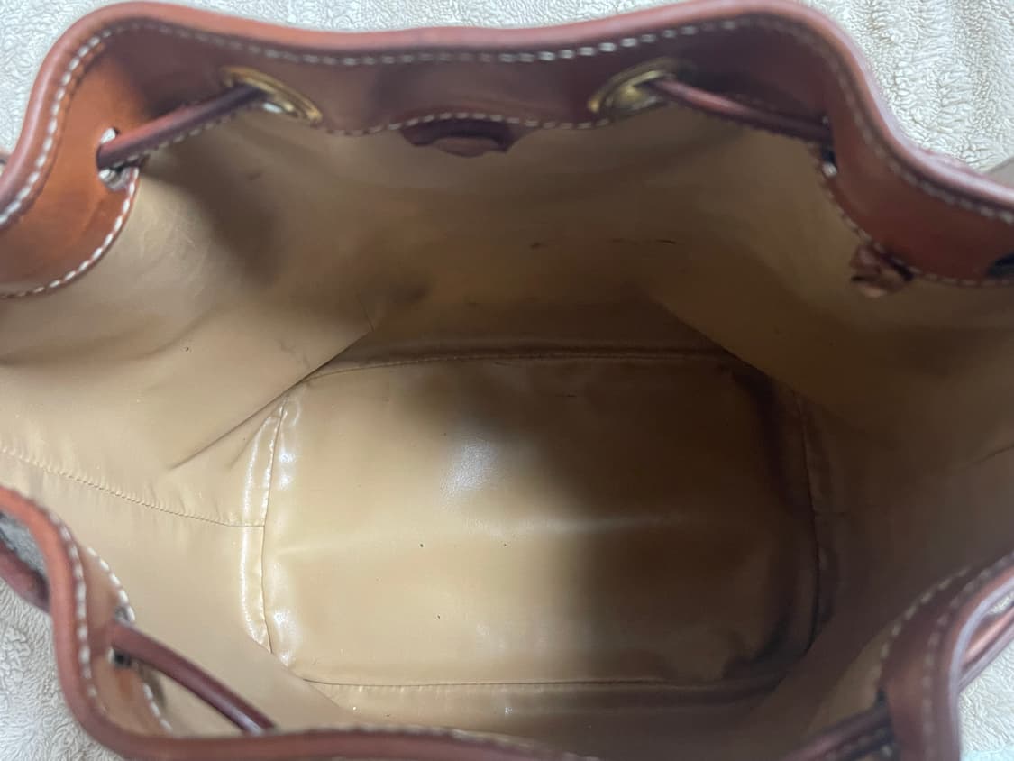 셀린느 빈티지 드로스트링 버킷백 브라운 트리오페 크로스백 마카담 캔버스 상품이미지8