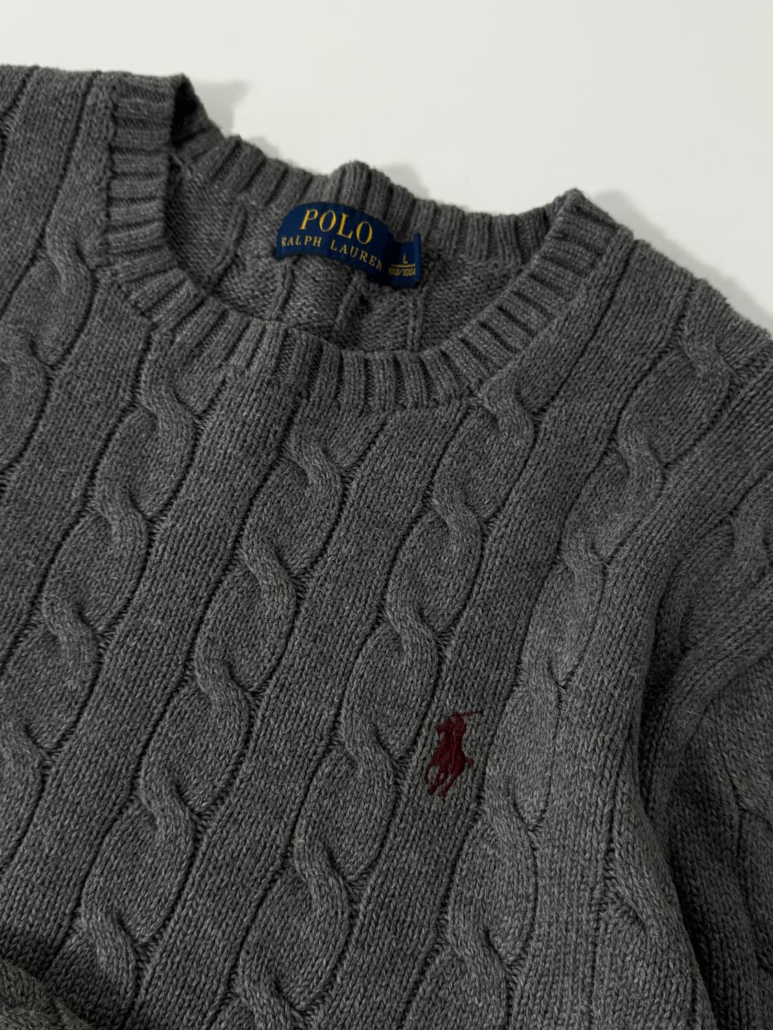 폴로 랄프로렌 루즈핏 신형 딥그레이 코튼 꽈배기 니트 상품이미지3
