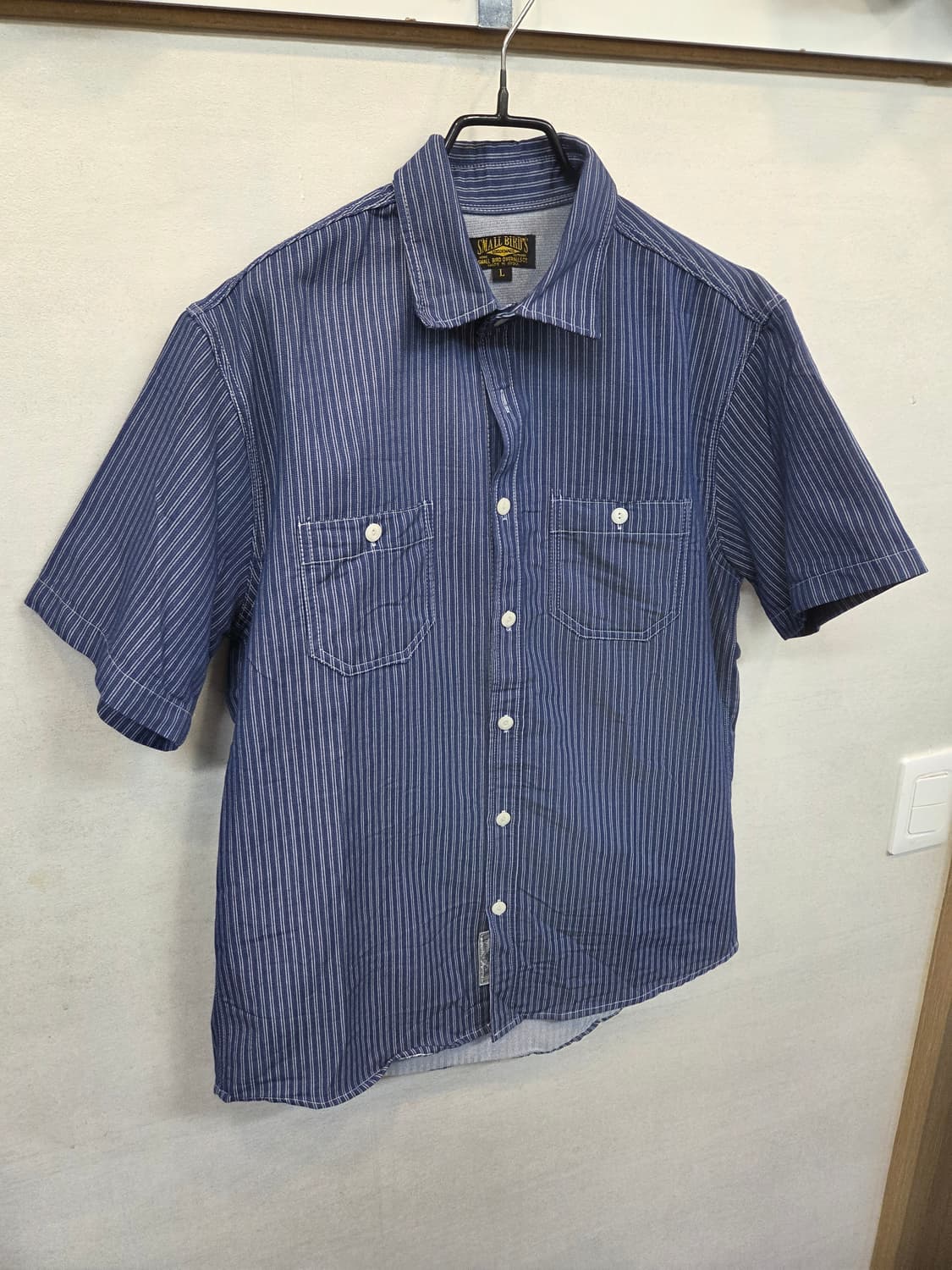 스몰버드 아메카지 스트라이프 데님셔츠 반팔 L 상품이미지5