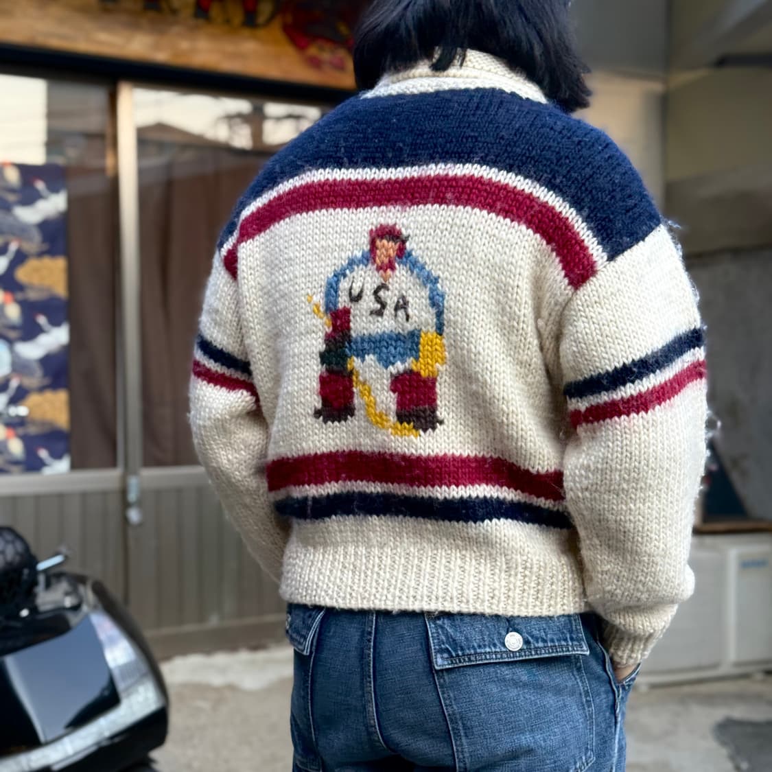 빈티지 아이스하키 패턴 코위찬 스웨터 F 상품이미지8