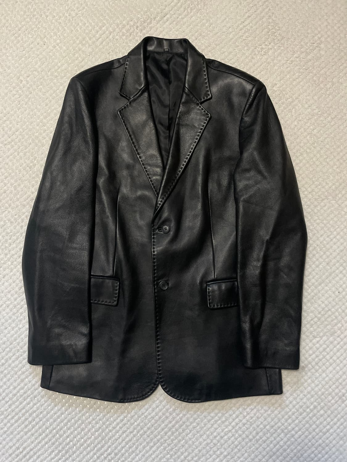 광희시장 웨스턴 무드 2버튼 램스킨 양가죽 스티치 레더 자켓 상품이미지1