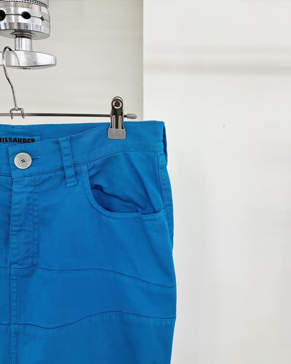 질샌더 블루 슬림 코튼 미디 스커트  상품이미지3