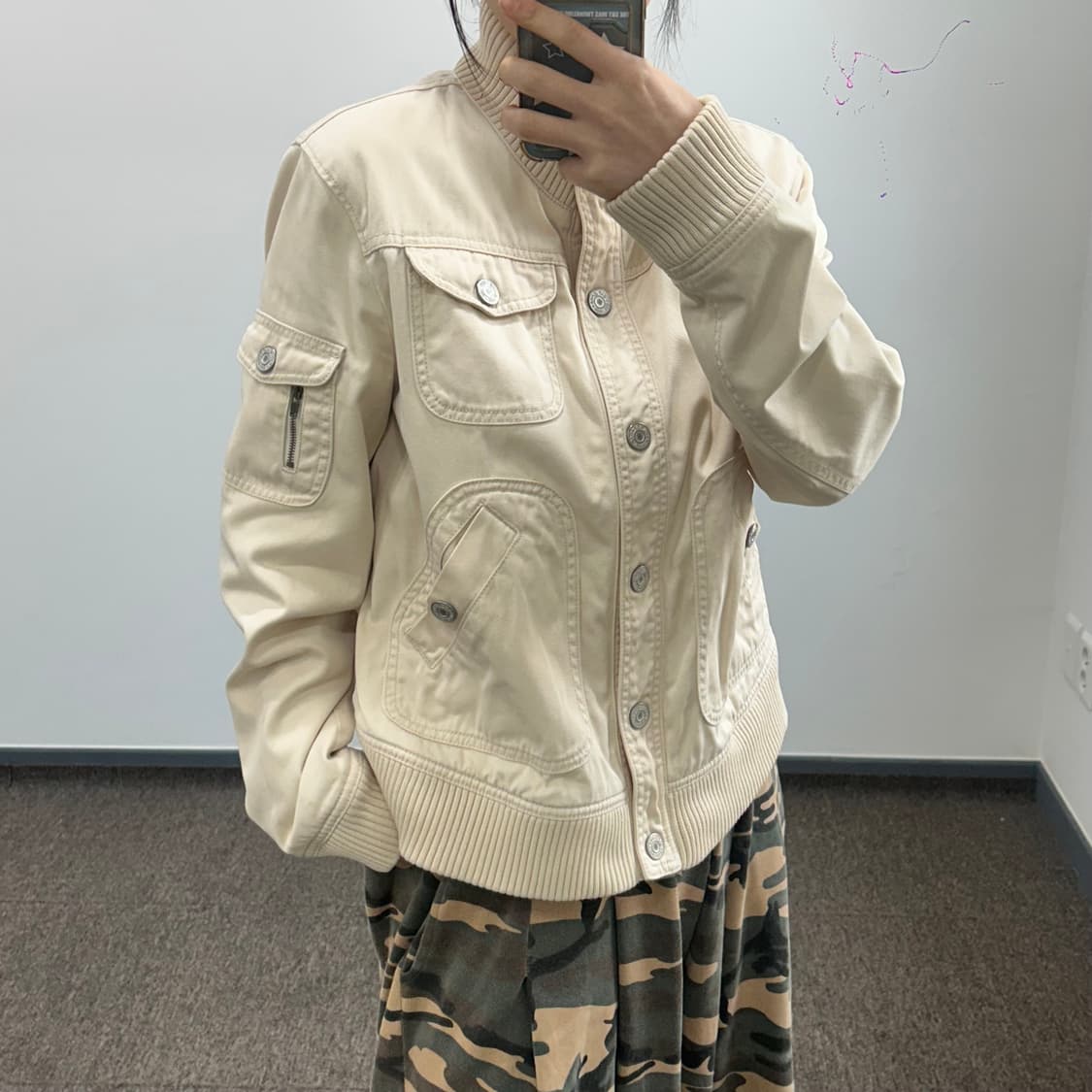 Gap 갭 아이보리 사이드 포켓 코튼 집업 자켓 상품이미지2