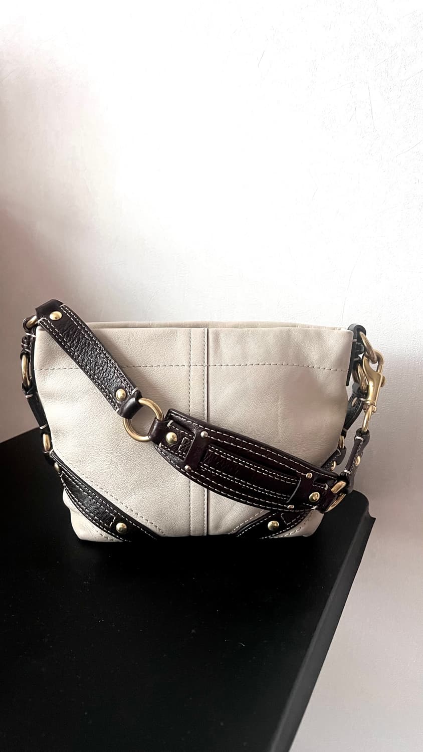 90s coach carly carmel 코치 카멜 브라운 레더 숄더백 상품이미지6