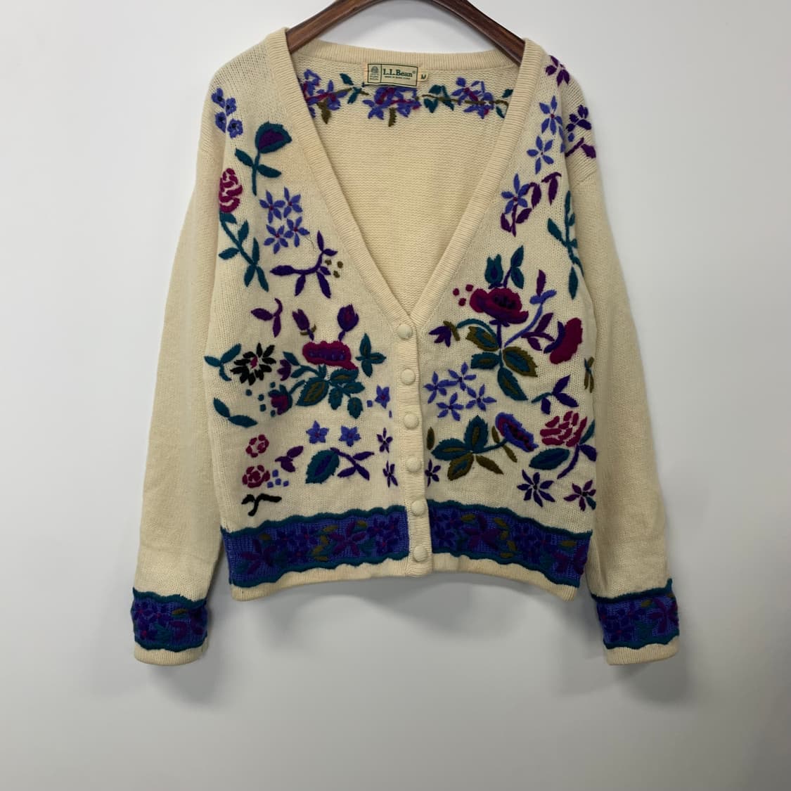 L.L. Bean 엘엘빈 울 플로럴 자수 가디건 상품이미지2