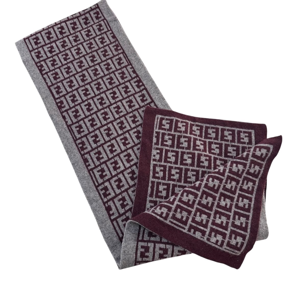 펜디 쥬카 버건디 그레이 머플러 상품이미지4