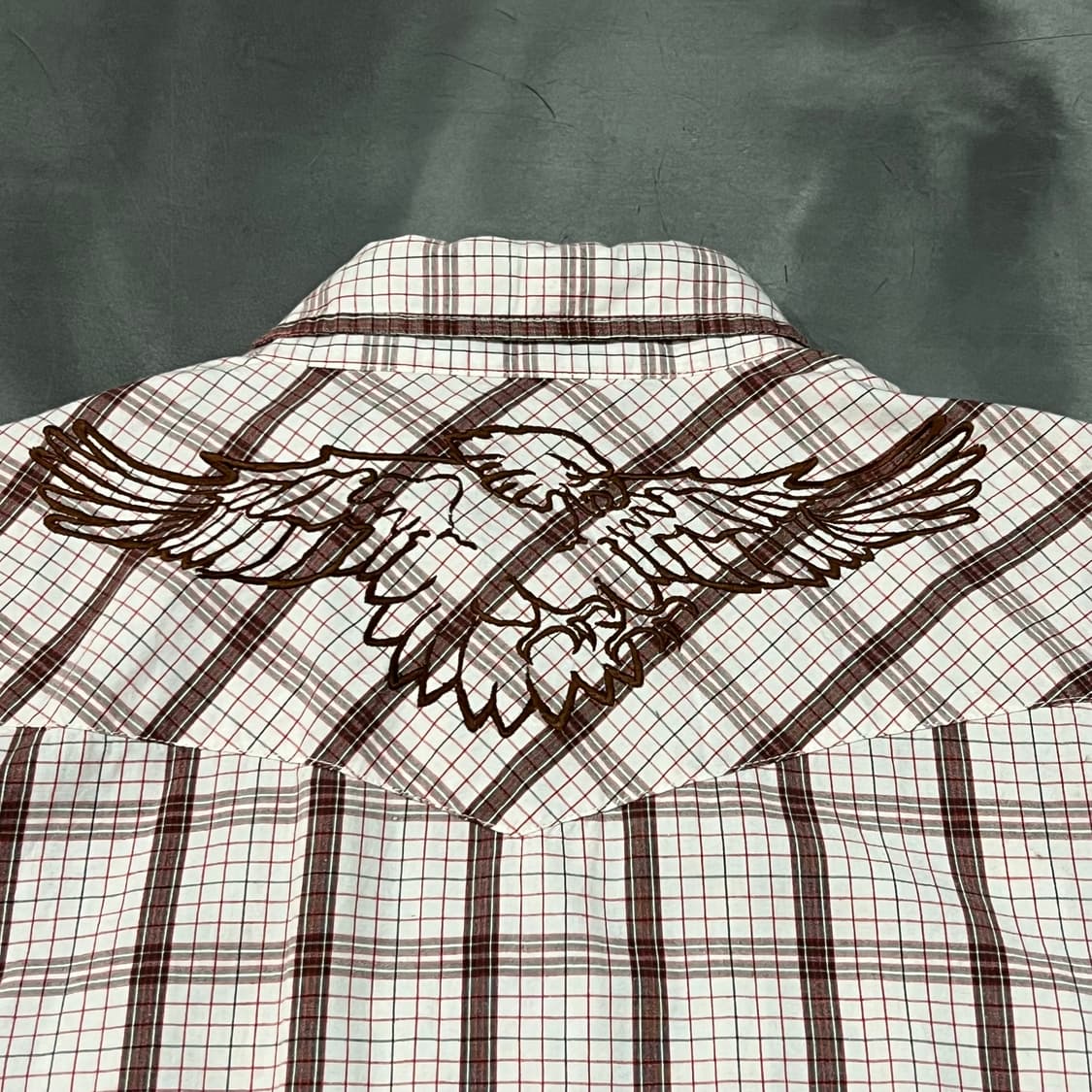  파슬 체크 자수 웨스턴 하프 셔츠 y16239 상품이미지5