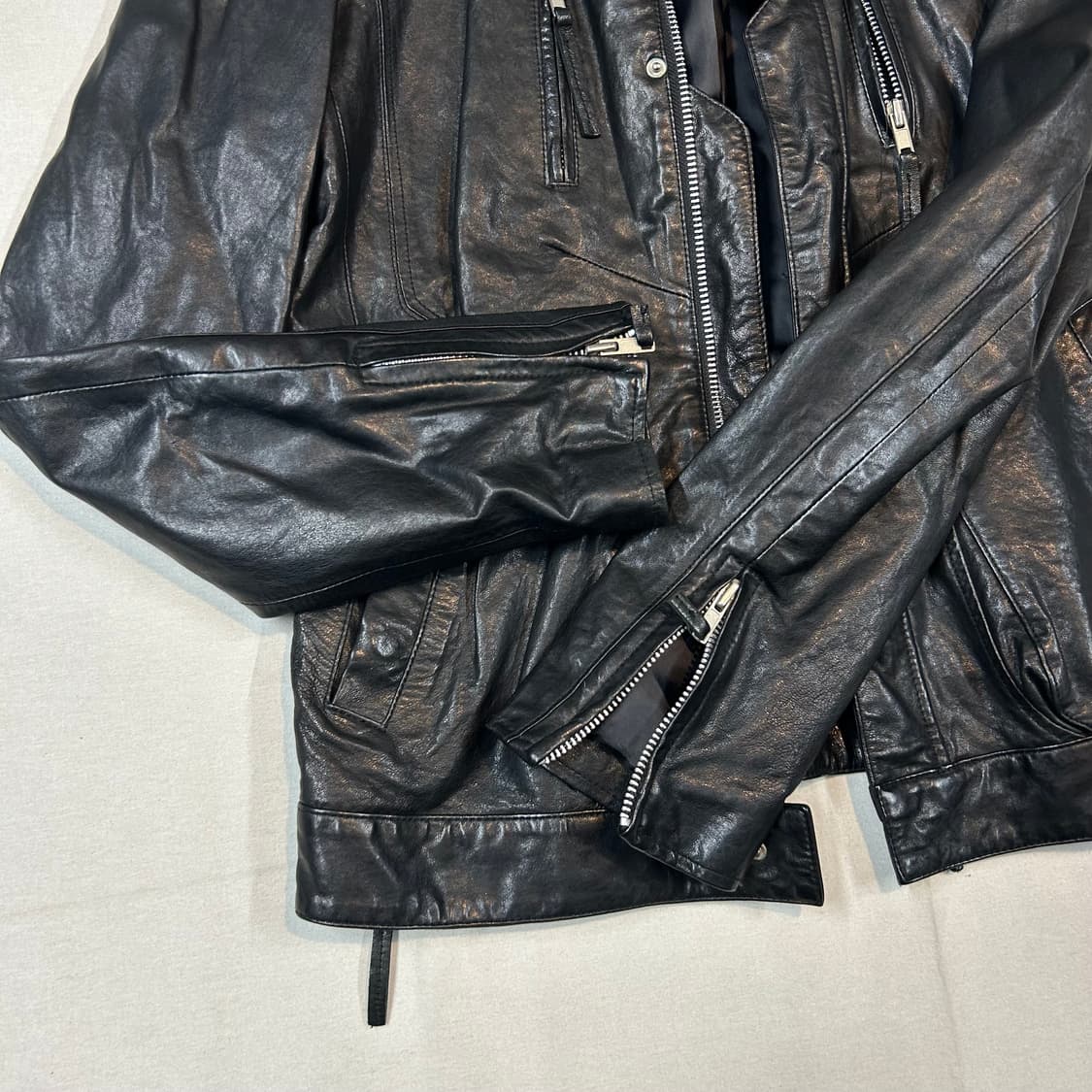 XL) 빈티지 램스킨 양가죽 멀티 포켓 싱글 라이더 자켓 상품이미지5