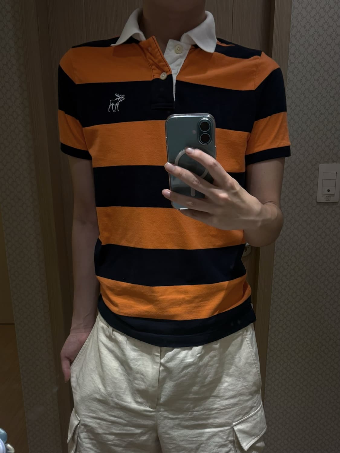 [M] 아베크롬비 앤 피치 머슬핏 블록 스트라이프 카라티 폴로셔츠 상품이미지2