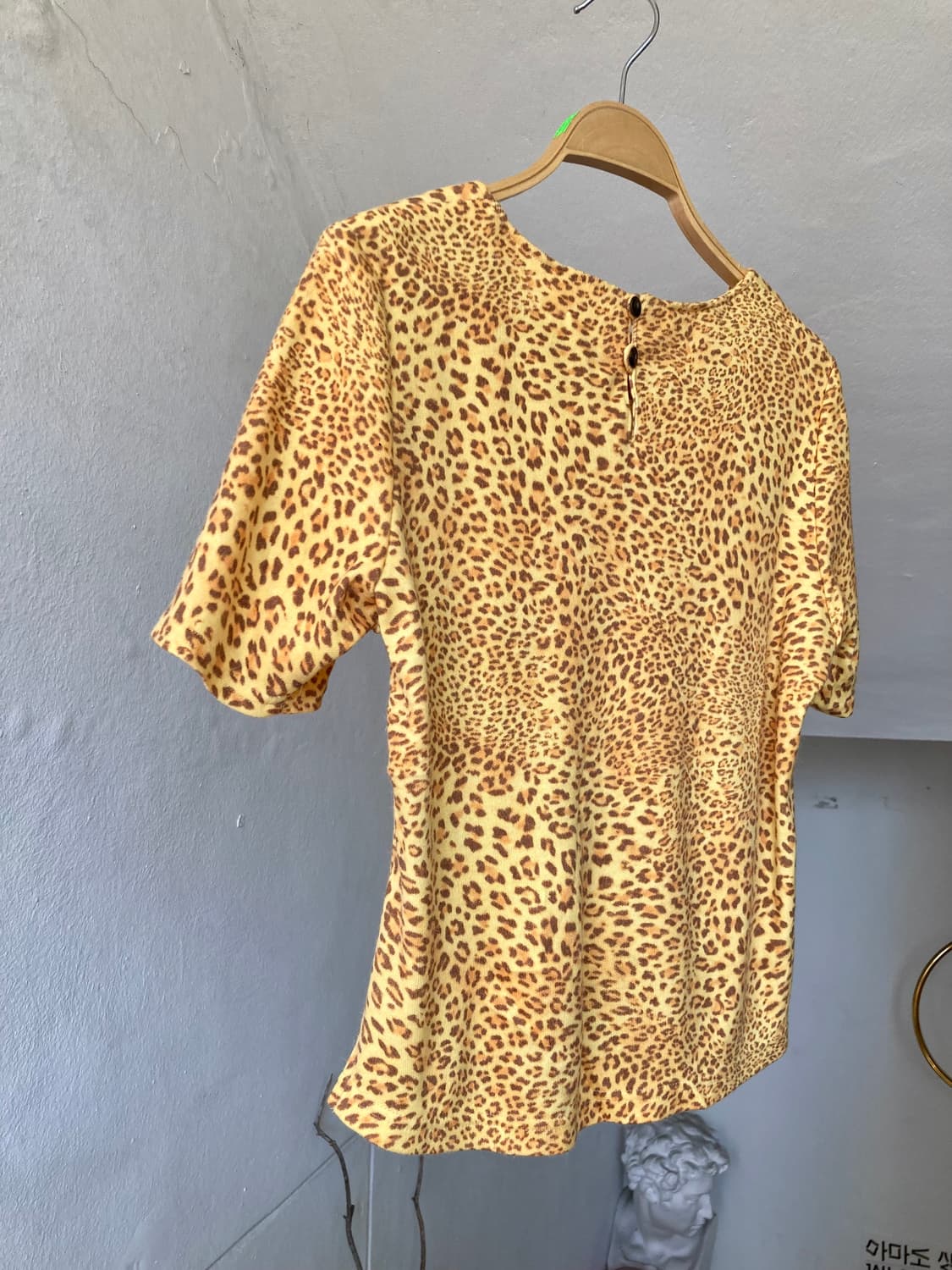 호피 패턴 크롭 니트 반팔탑 상품이미지5