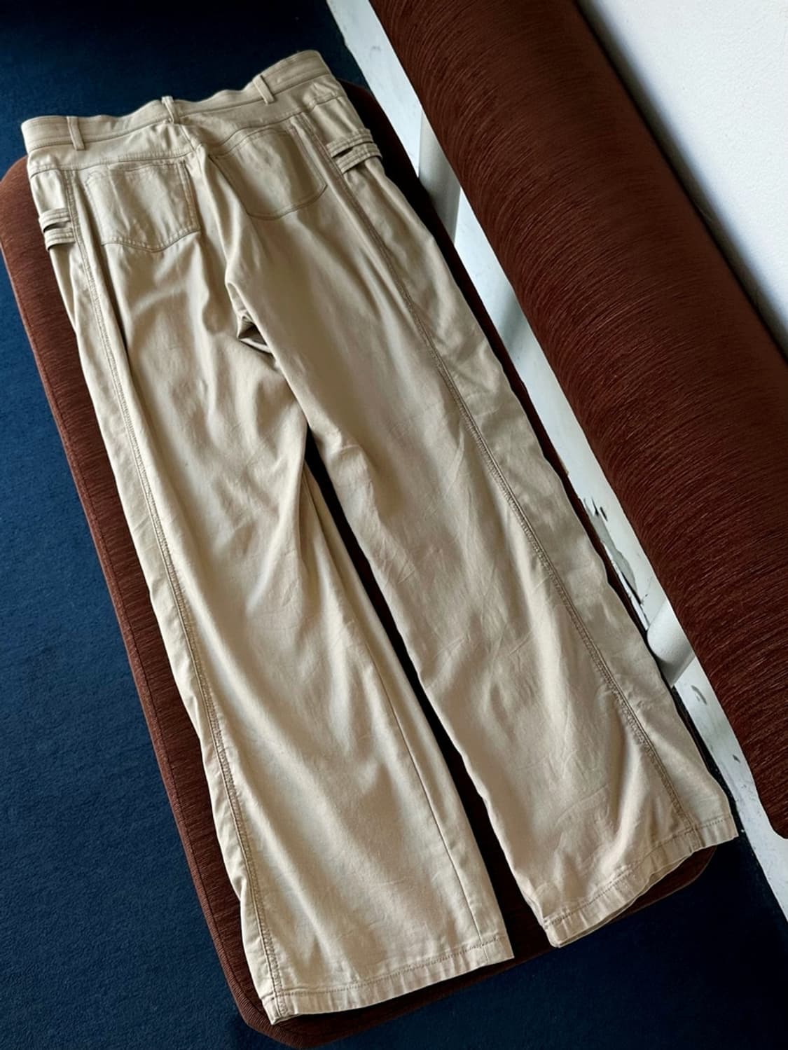 PU blended stretched panel pants 상품이미지6
