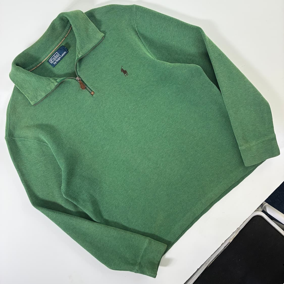 Polo  폴로 랄프로렌 자수 코튼 그린 반집업 니트  상품이미지2