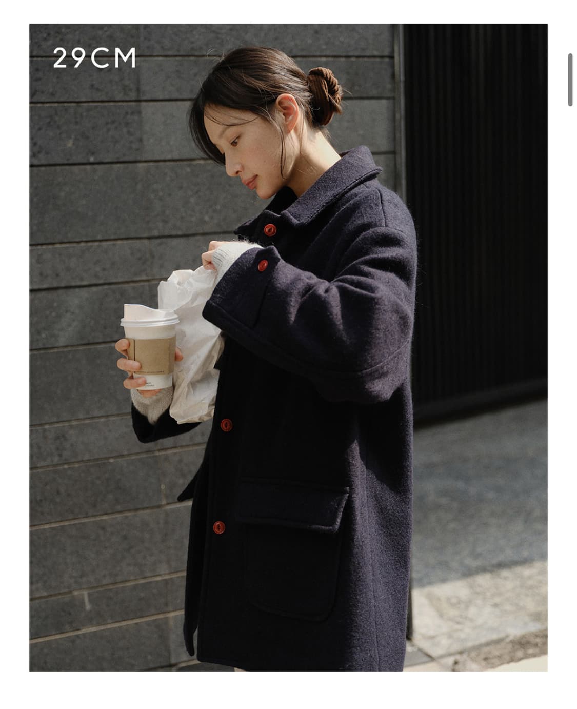 URAGO 유라고 29에디션 알파카 하프 코트 네이비 게드 파사드패턴 상품이미지3