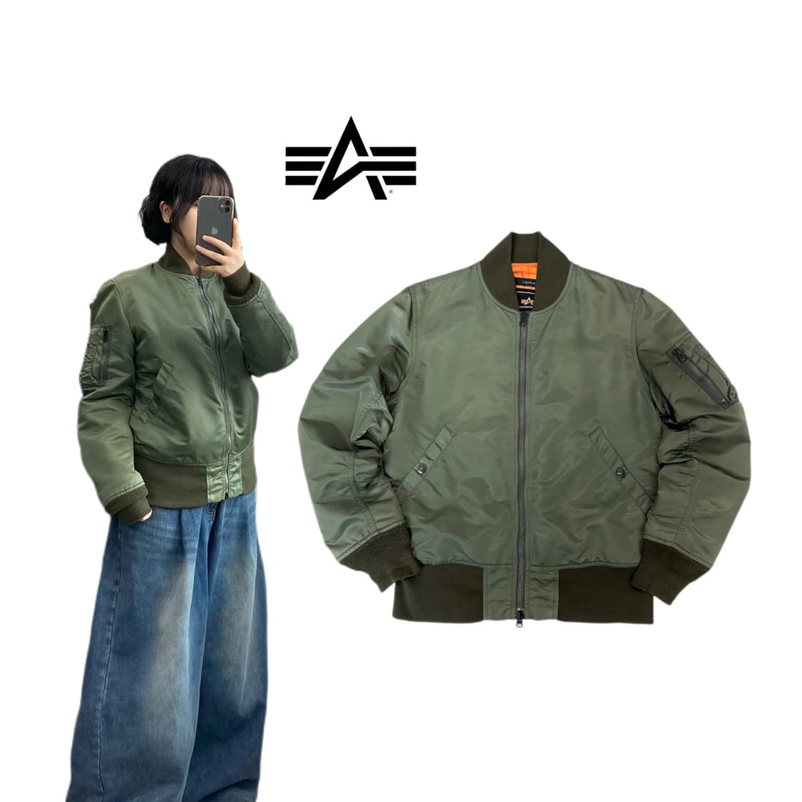 알파인더스트리 제팬 ma-1 항공 자켓 카키 상품이미지1