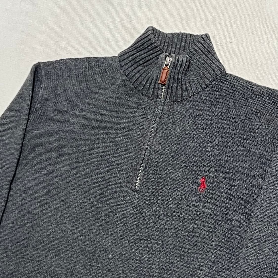 M 폴로랄프로렌 챠콜 코튼 반집업 니트 상품이미지1