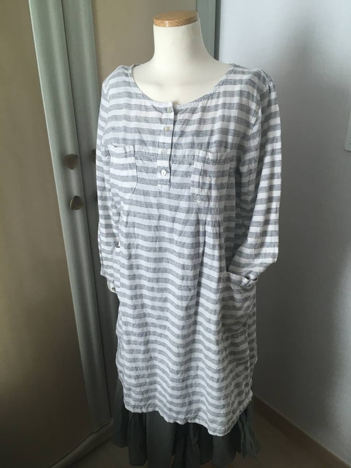 일본빈티지 모리걸 니혼진너드 스트라이프 줄무늬 레이어드 원피스 카모메산장 상품이미지7