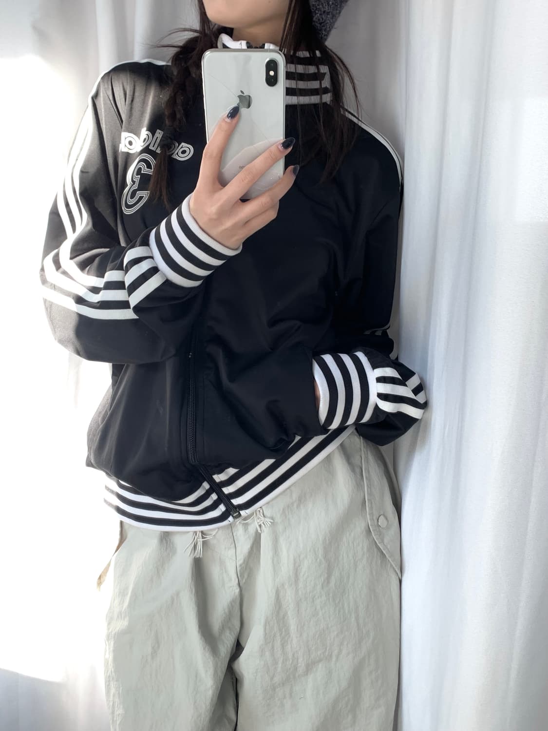 Adidas 아디다스 올드 블랙-화이트 스트라이프 트랙 탑 상품이미지7