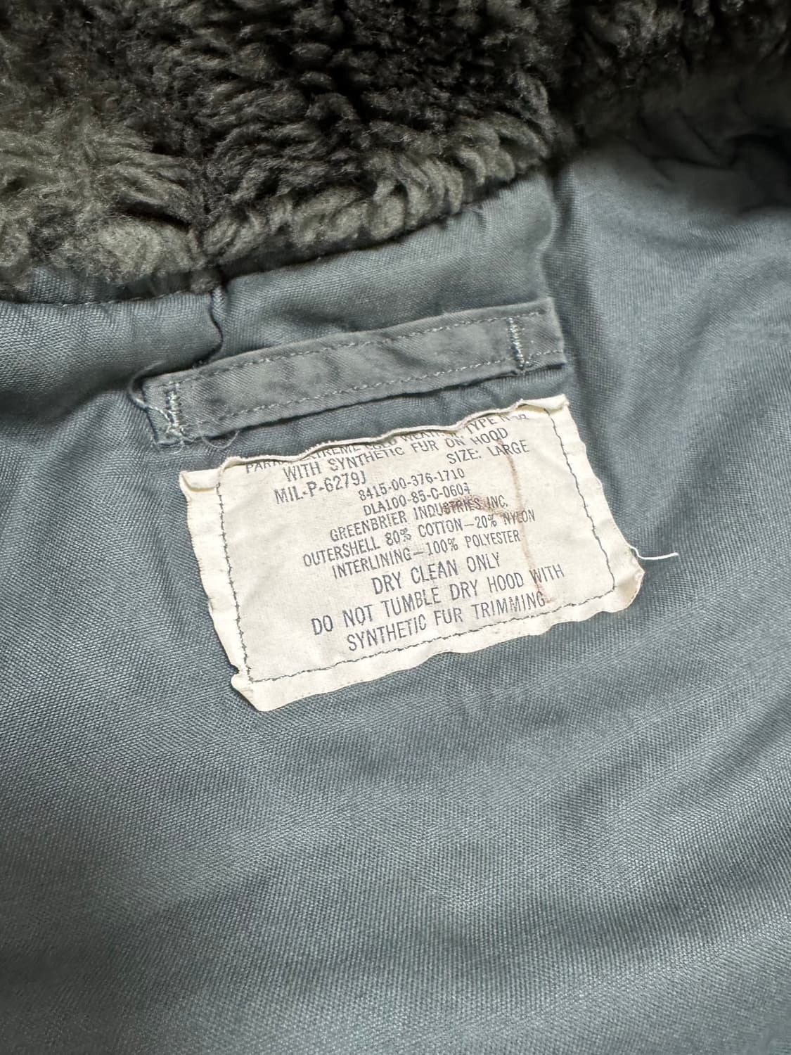 미군 오리지널 80’s 그린브리어 N3B 익스트림 야상 개파카 상품이미지6