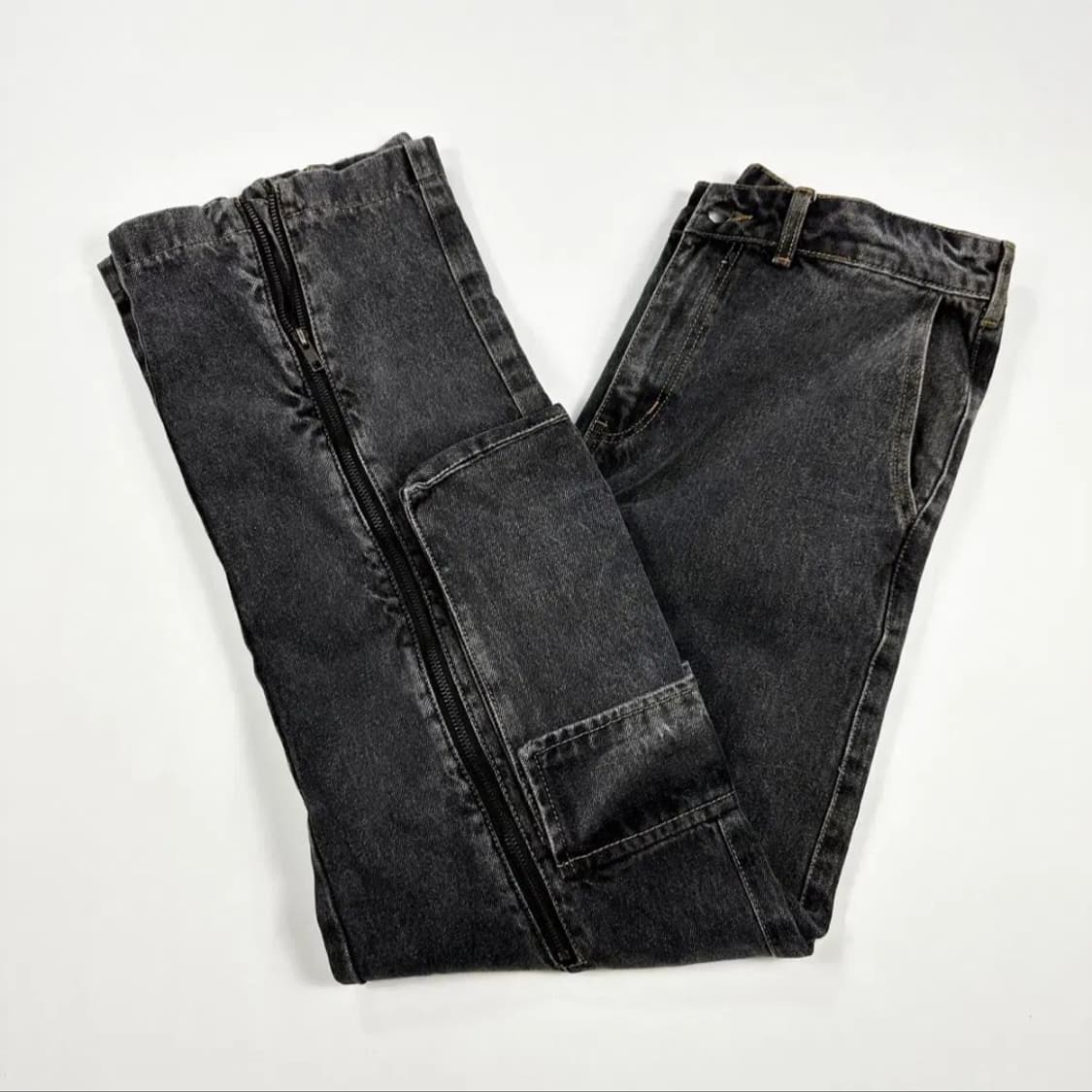 빈티지 세미와이드 스트레이트 흑청 데님팬츠 상품이미지1