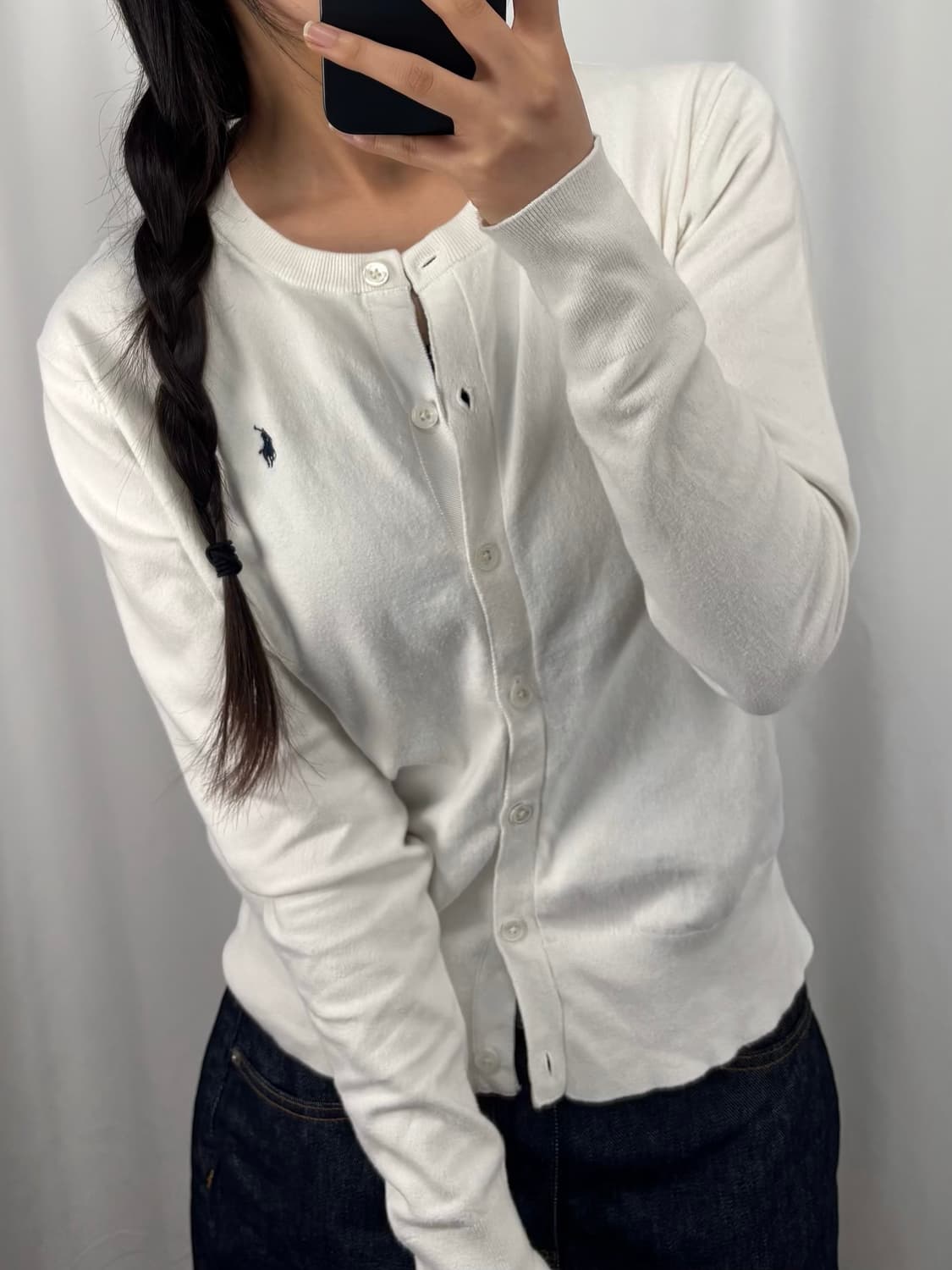 폴로 화이트 가디건 상품이미지1