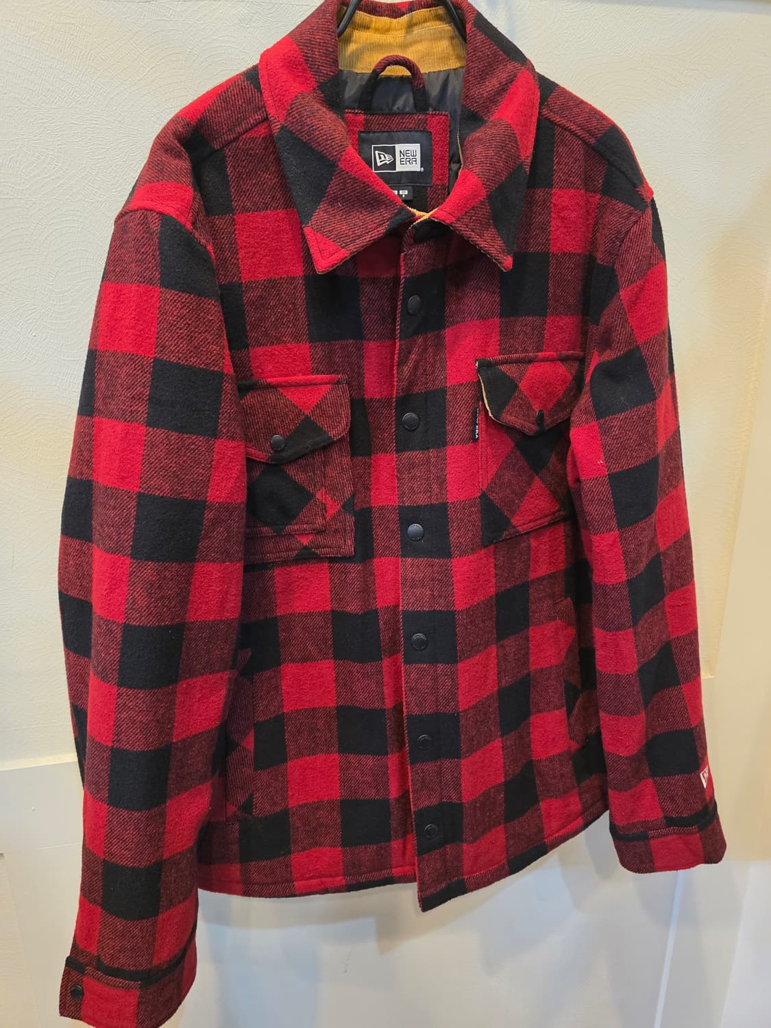 뉴에라 레드 블랙 체크 셔츠 자켓 M 상품이미지1