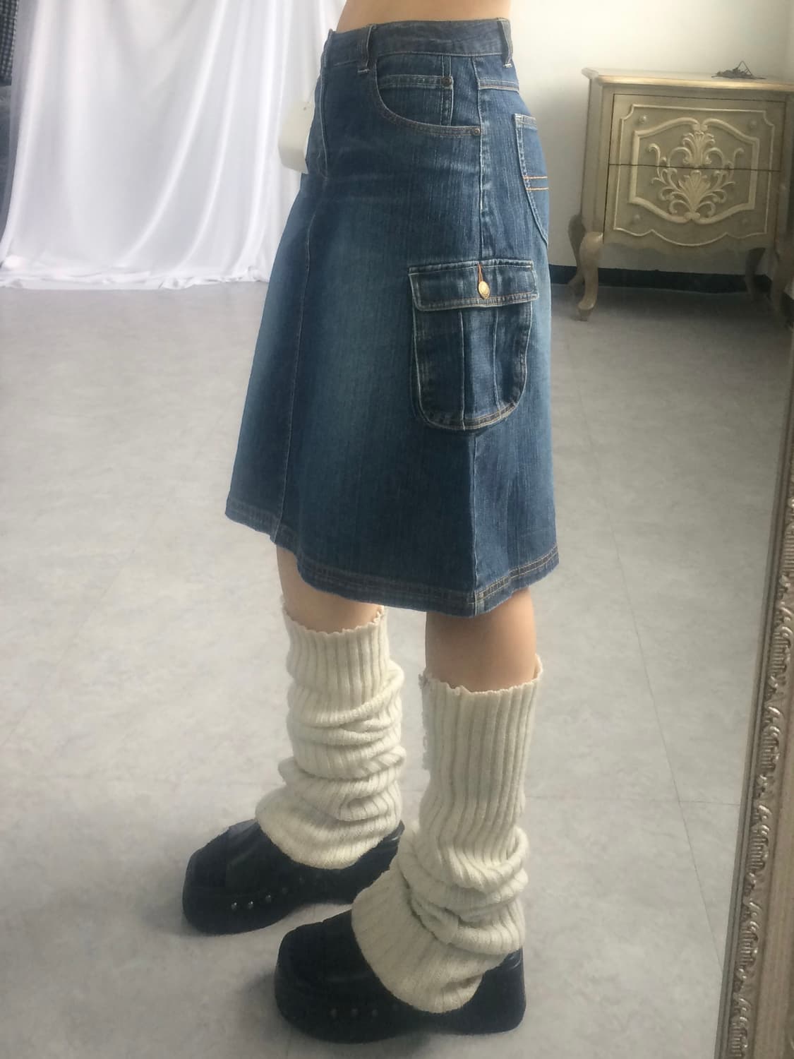 Denim cago midi skirt 상품이미지4