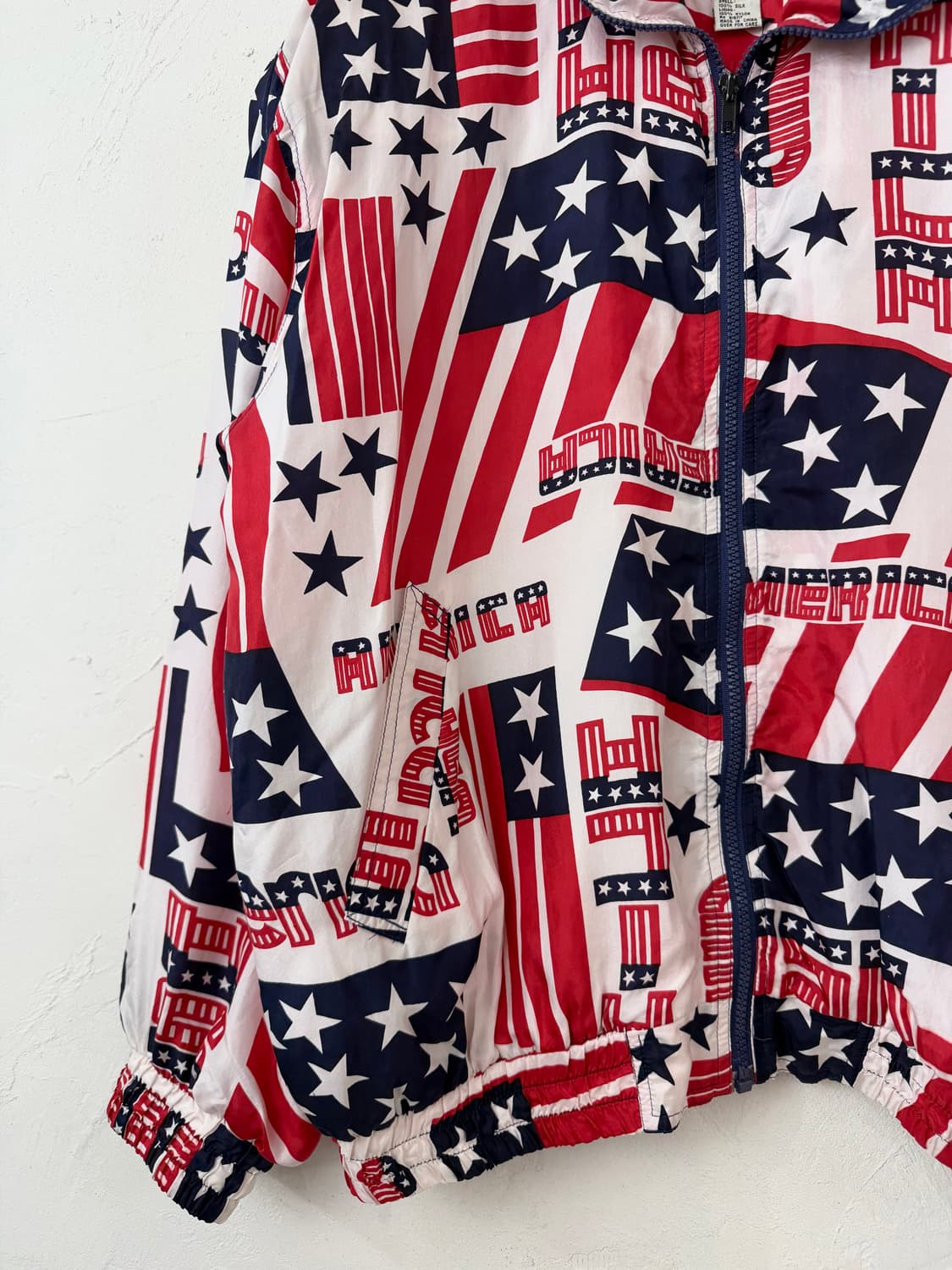 90s 빈티지 아메리칸 플래그 실크 블루종 상품이미지3