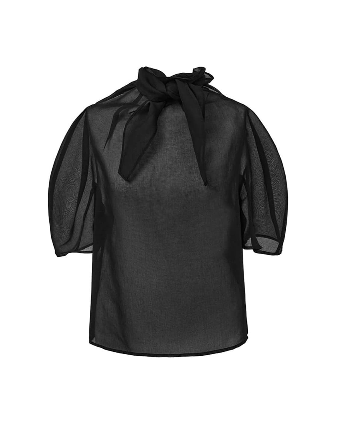 AMOMENTO / KNOTTED COLLAR TOP BK 상품이미지1