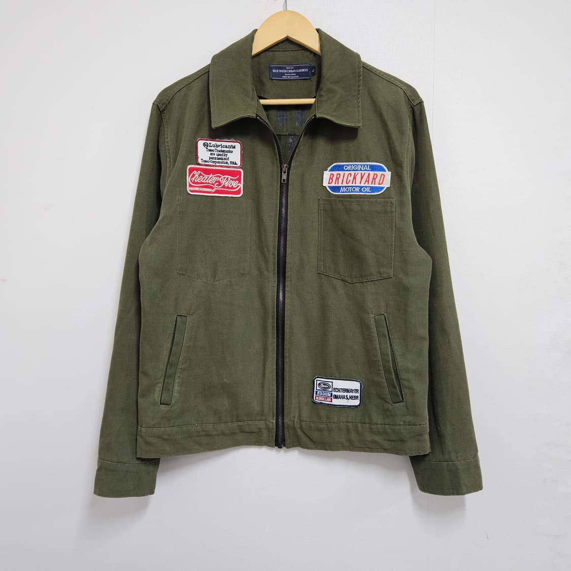 L 100) 패치 빈티지 블루종 카키 상품이미지2