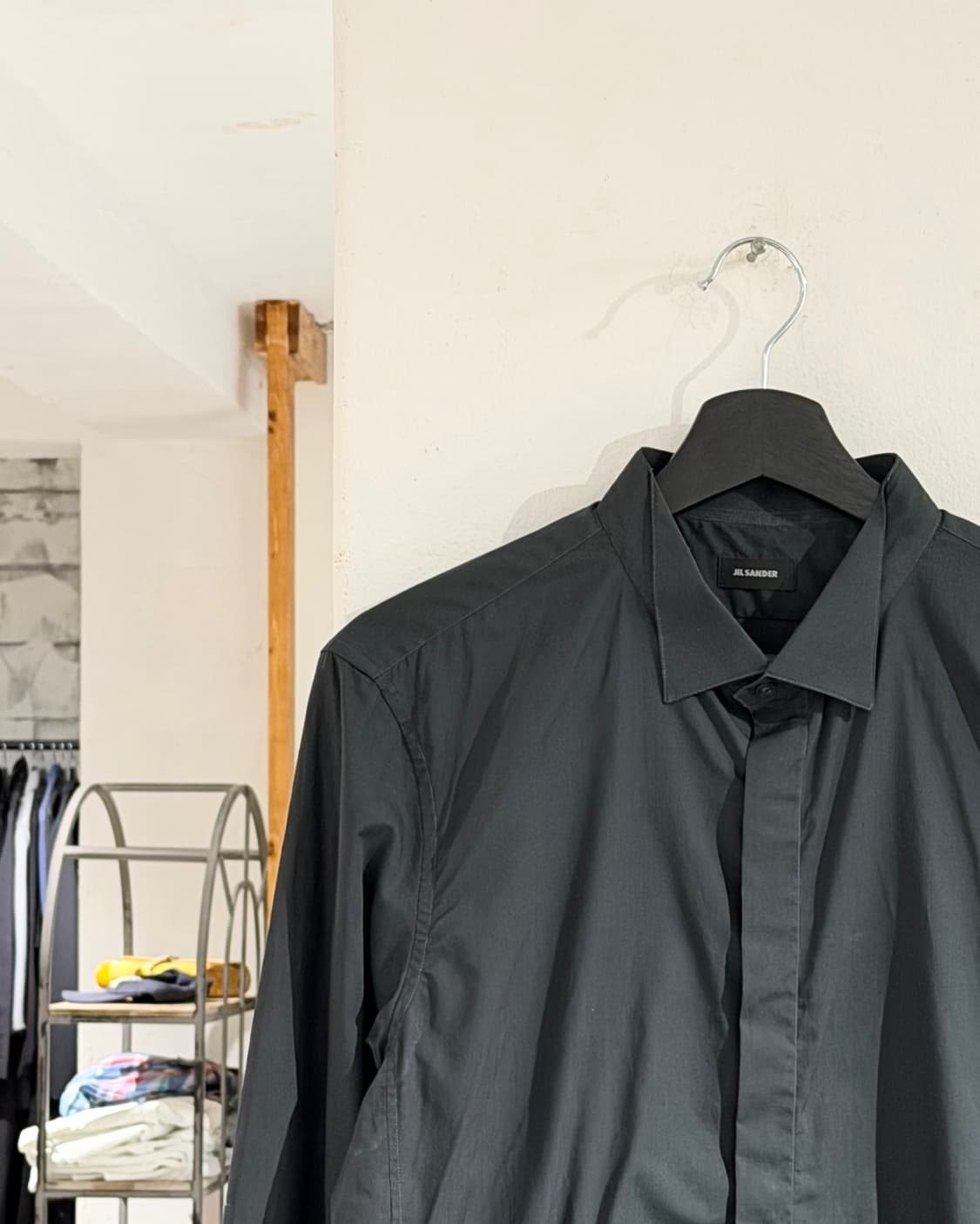 질샌더 다크그린 폴딩 카라 코튼 셔츠 상품이미지2