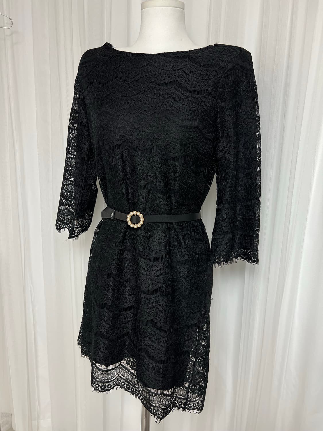 블랙 까사 레이스 레이어드 원피스 상품이미지4