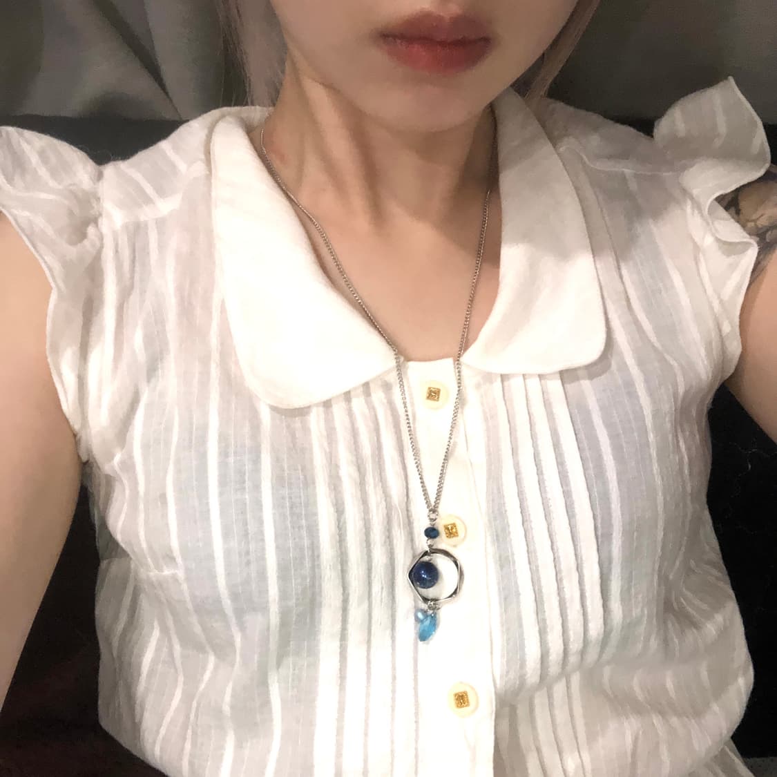 일본빈티지 블루 드롭 네크리스 상품이미지2